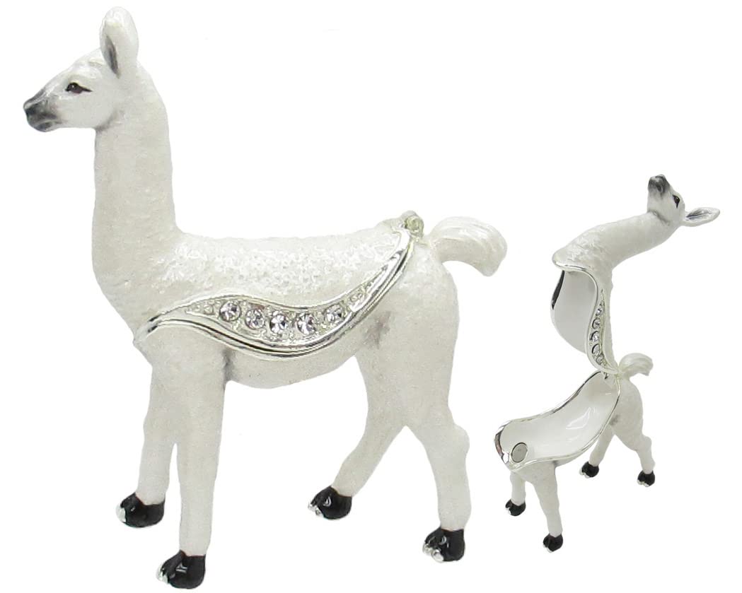 Exquisite Llama Jeweled Trinket Box with Genuine Austrian Crystals - Perfect for Jewelry Storage, Gift Giving & Home Decor