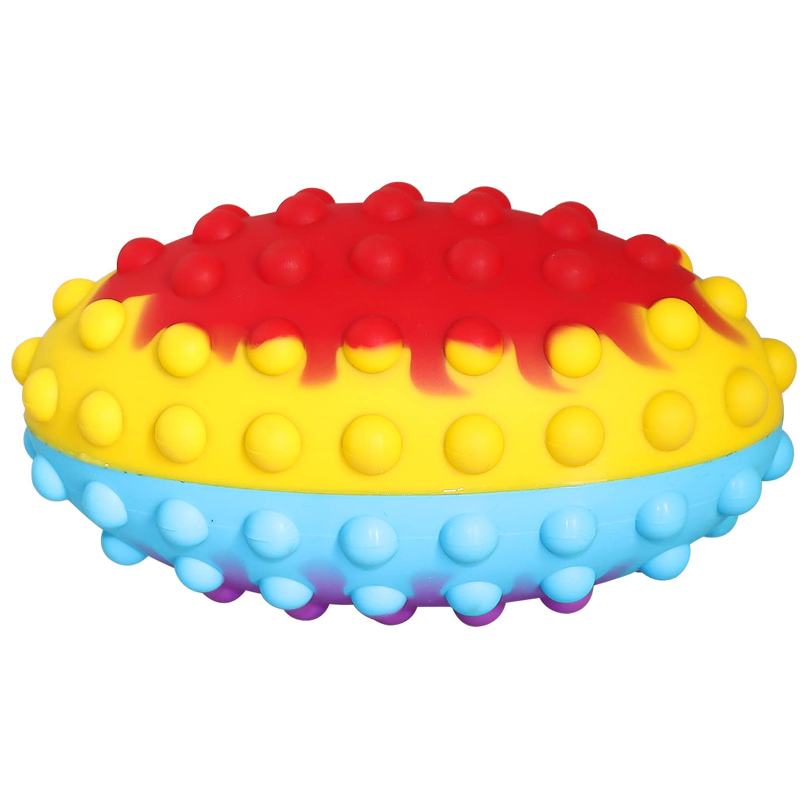 Rugby Shaped Fidget Toy for Kids - Stress & Anxiety Relief Push Bubble Sensory Toy for Girls & Boys (Red, Yellow, Blue, 8