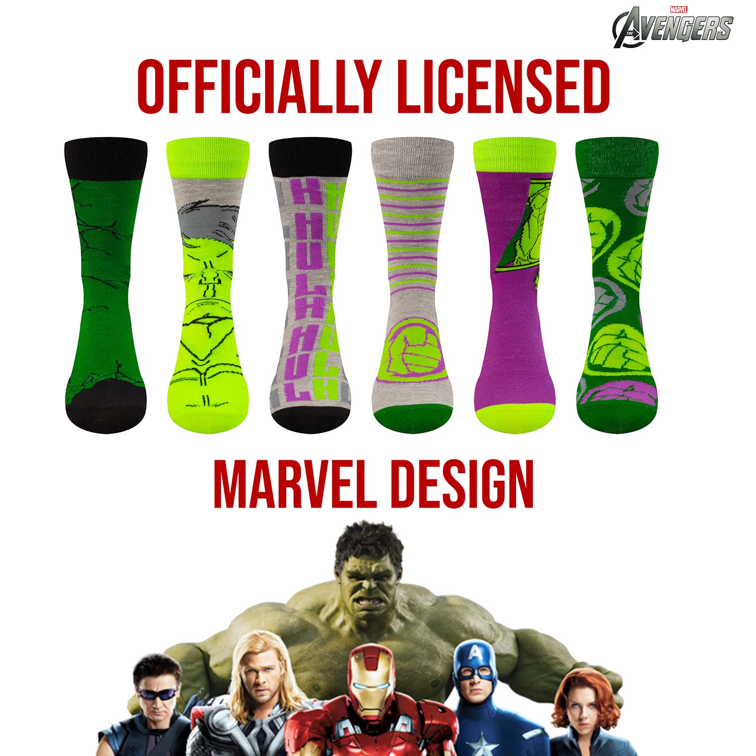 Marvel Legends Superhero Socks for Men & Boys - 6-Pack Athletic Crew Socks with Moisture-Wicking Technology | Perfect for Gym, Running & Casual Wear