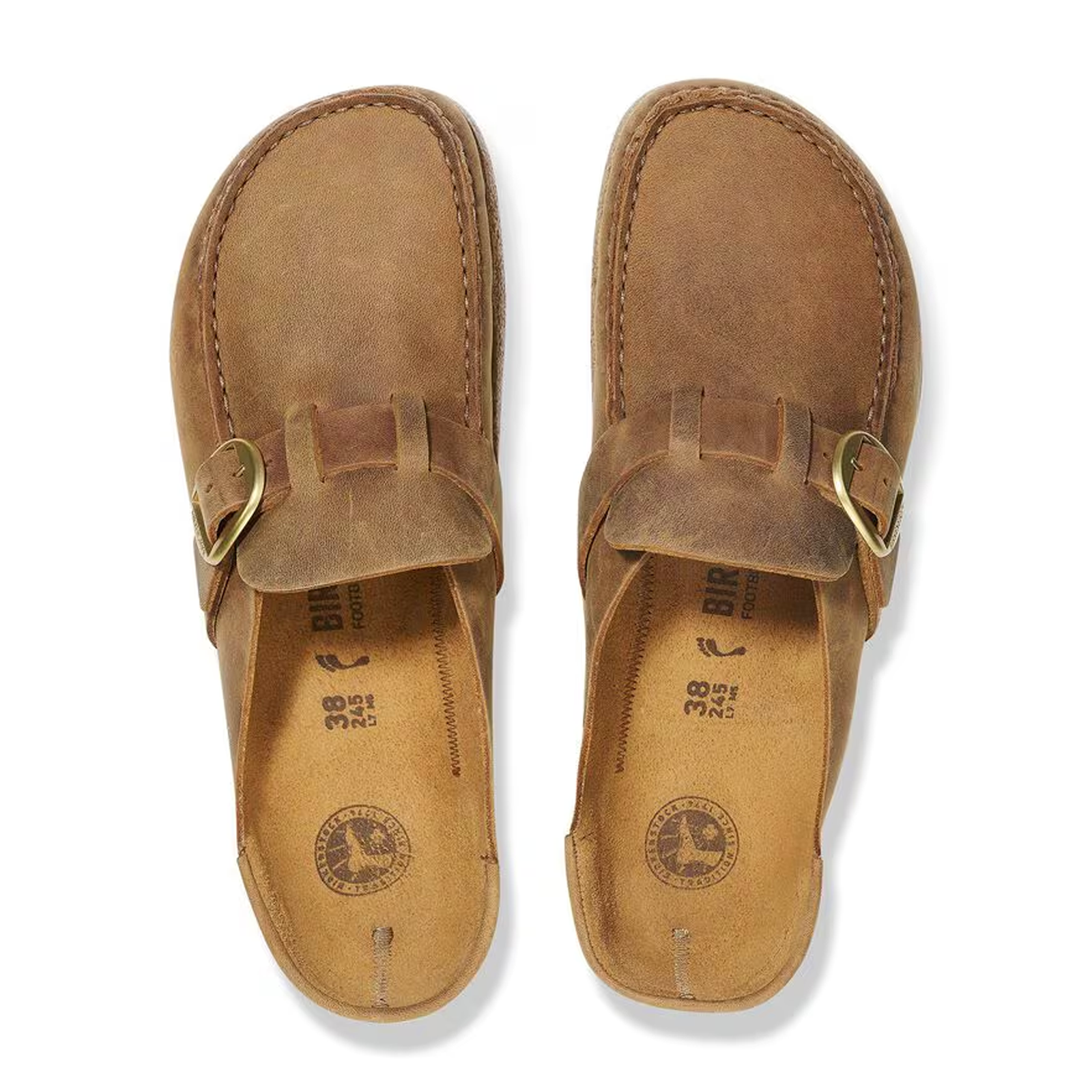 Birkenstock Buckley Clog for Women - Comfortable Leather Clogs in Cognac Oiled Leather | Perfect for Casual Wear, Office & Home Use