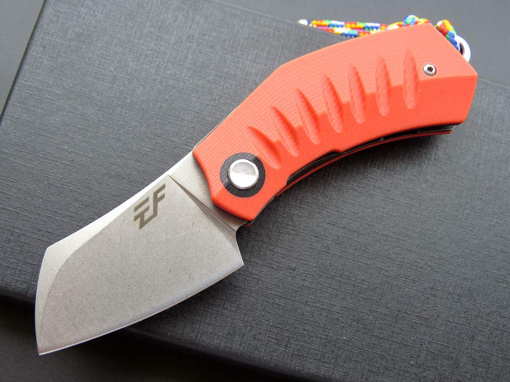 Eafengrow EF85 Folding Pocket Knife - D2 Steel Blade with Stone Wash Finish, G10 Handle, Ball Bearing Flipper & Clip - Perfect for Outdoor Camping, Survival & Everyday Carry (EDC) - Orange