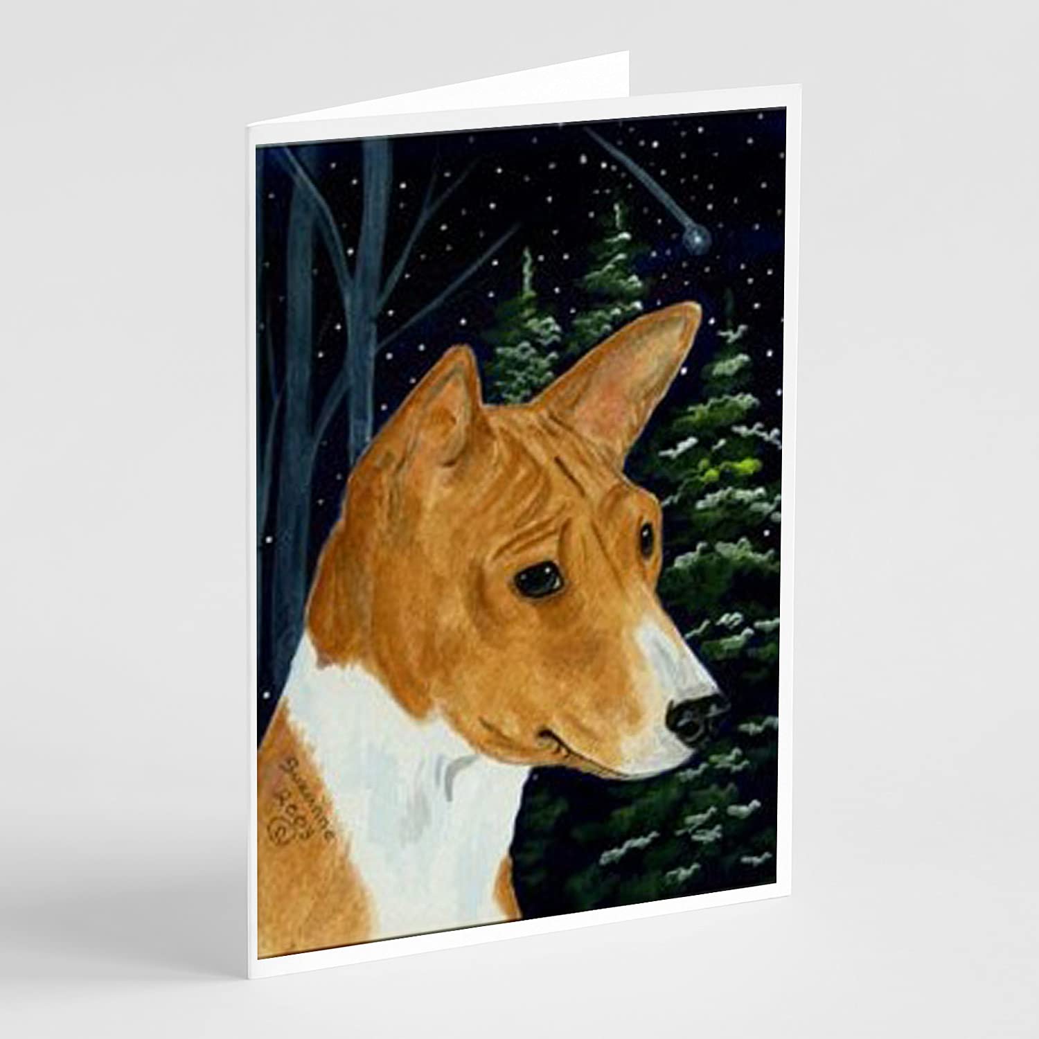Basenji Greeting Cards & Envelopes Set - 8 Blank A7 Note Cards (5x7 Inches) for Birthdays, Thank You Notes & Special Occasions | Whimsical Dog Lover Stationery
