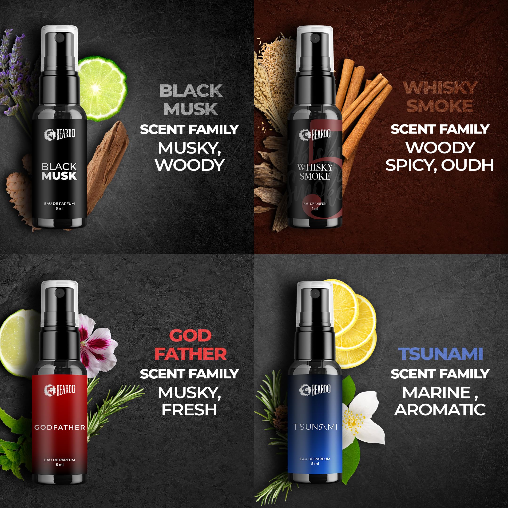 Beardo Mini Perfume Trial Kit - 10 x 5ml Travel Size Fragrances for Men | Best Date Night Cologne Set | Versatile Scent Collection for Work, Gym & Special Occasions | Perfect Gift for Husband, Boyfriend & Men | Compact & TSA-Friendly Perfume Sampler