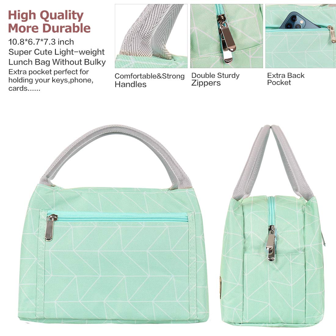 Insulated Cooler Lunch Bag for Men & Women - Waterproof Canvas Lunch Box for Work, Picnic, Travel - Perfect Size for Keeping Food Fresh All Day