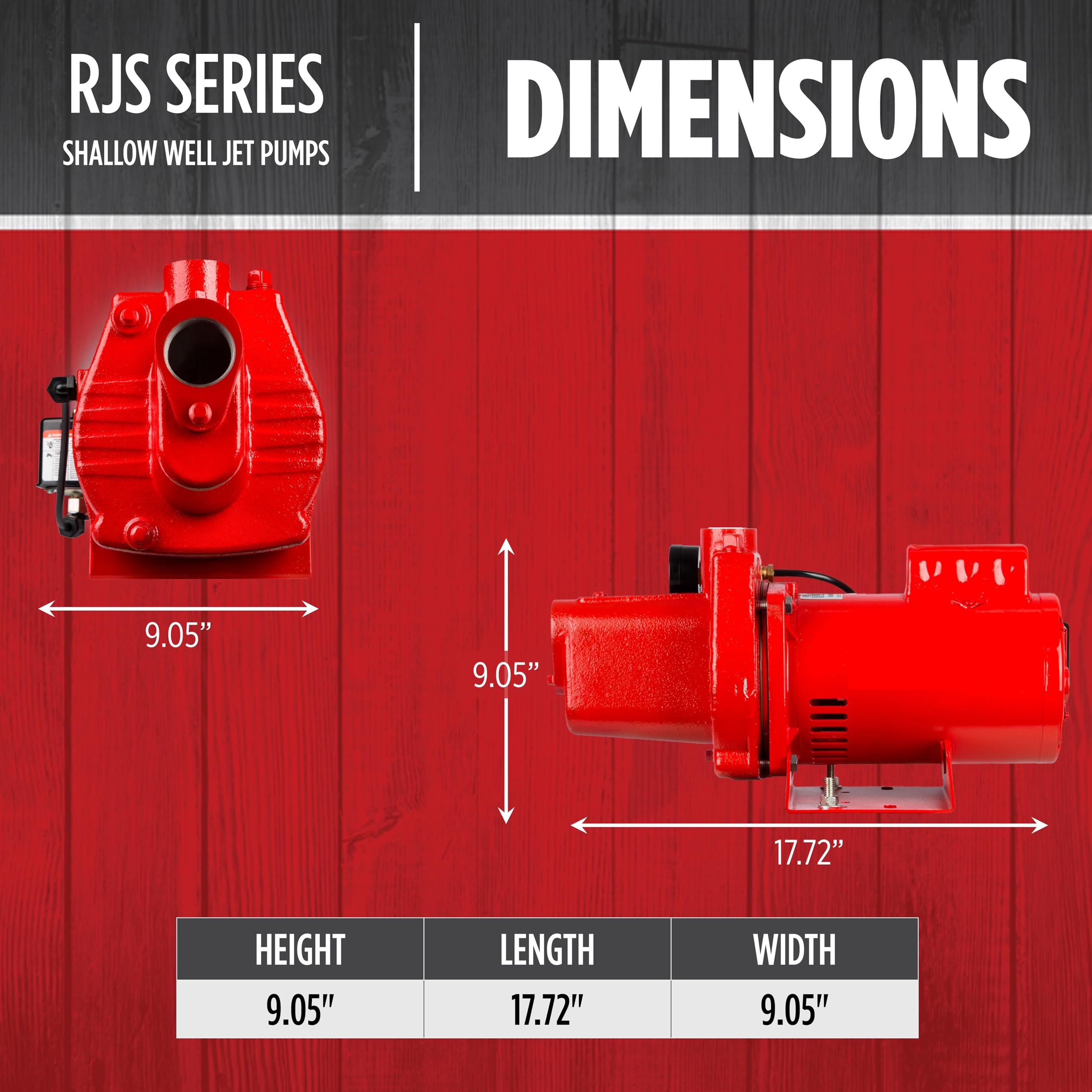 Red Lion RJS-75-PREM 3/4 HP Cast Iron Shallow Well Jet Pump - 16 GPM, 115/230V, Premium Performance - Perfect for Residential Water Supply, Irrigation Systems & Farm Use