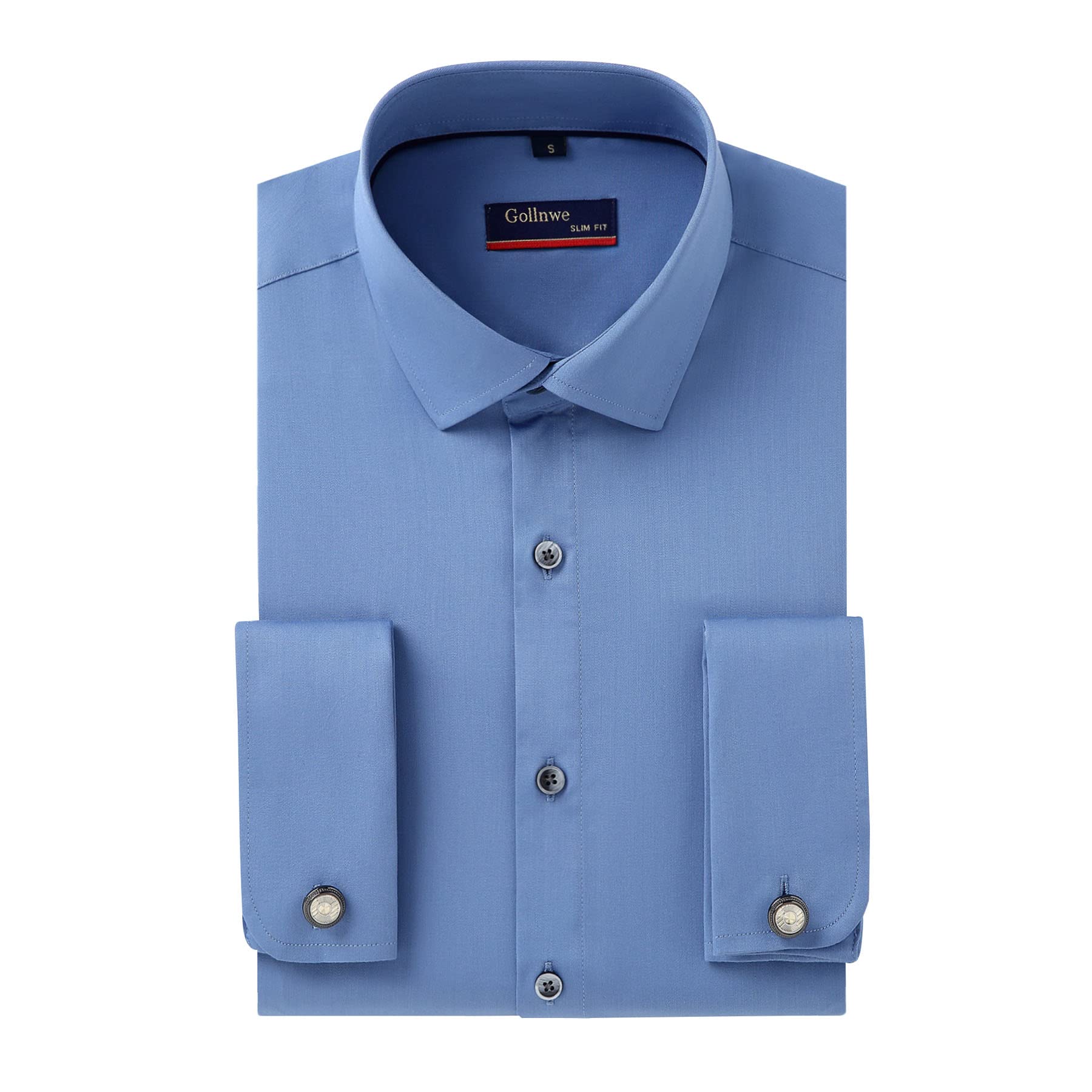 Premium Slim Fit French Cuff Dress Shirt for Men | Spread Collar Formal Shirt with Metal Cufflinks | Perfect for Business Meetings, Weddings & Special Occasions