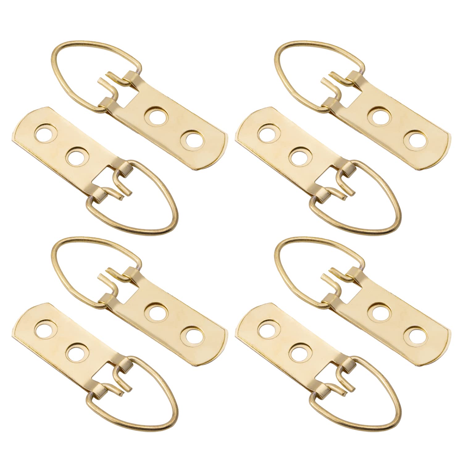 30Pcs Gold Double Hole D-Ring Picture Hangers 52x14mm - Heavy Duty Hooks for Hanging Frames, Mirrors, Paintings, Artwork & Clocks - Perfect for Home, Office & Gallery Decor