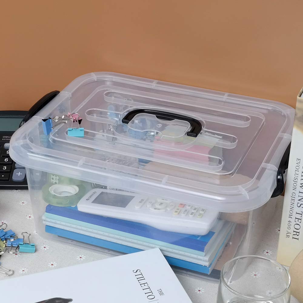 Idomy 8 Liter Plastic Storage Latch Box - Clear Stackable Food Containers with Secure Lids (2-Pack) - Perfect for Pantry Organization, Meal Prep & Home Storage Solutions