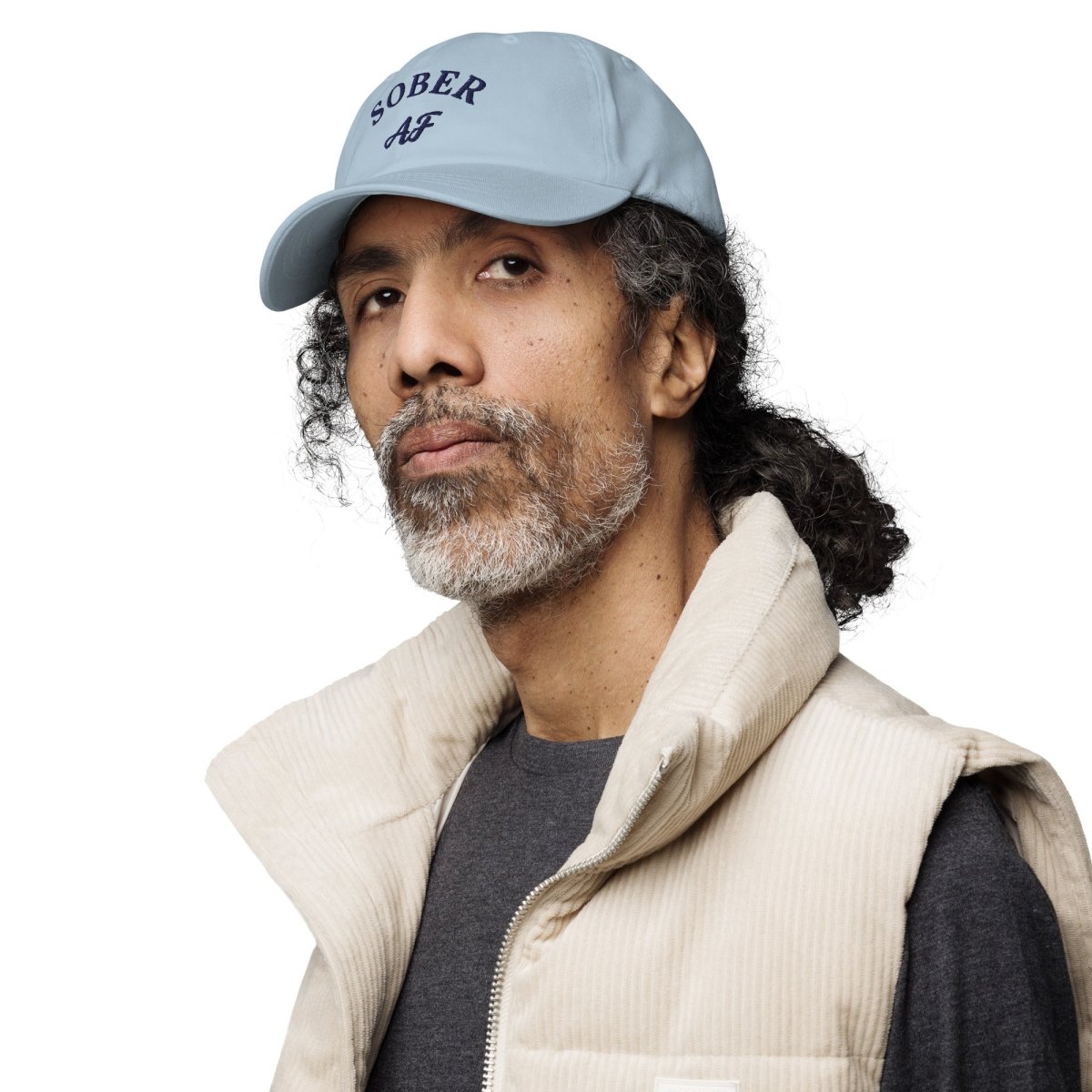 Sober AF Dad Hat - Stylish Sobriety Celebration Light-Colored Cap for AA Meetings, Recovery Milestones & Sober Living