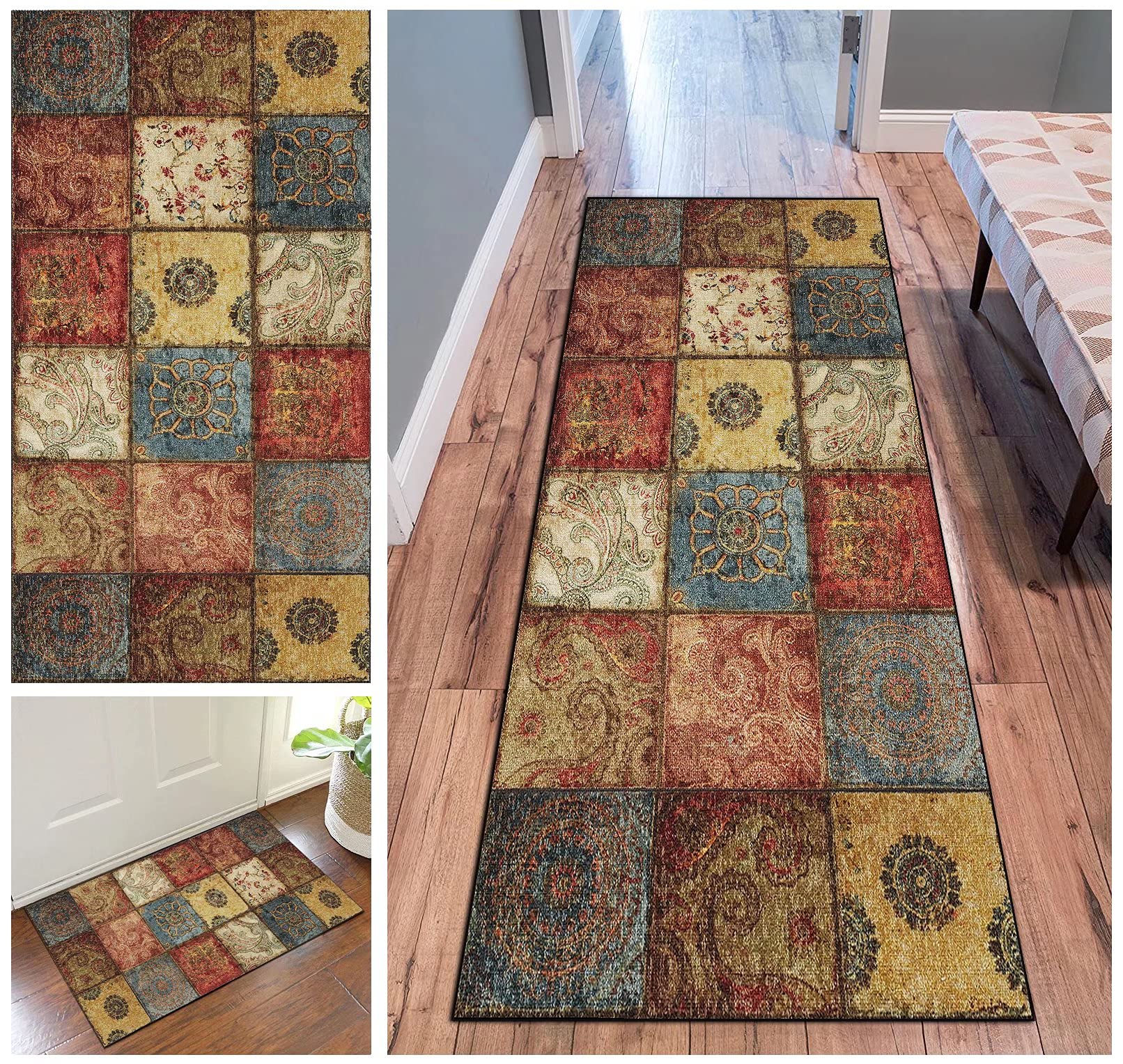 3' x 6' Washable Runner Rug - Non-Slip Rubber Backing, Stain Resistant & Non-Shedding - Perfect for Living Room, Bedroom, Hallway, Kitchen & Entrance Decor | Indoor/Outdoor Use for High Traffic Areas