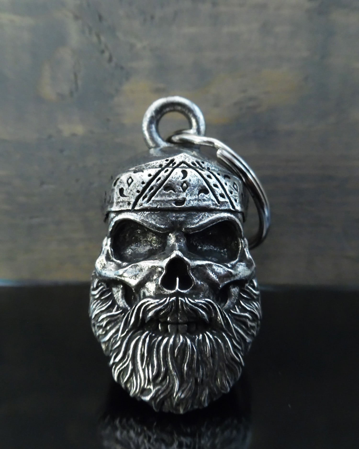 Bearded Biker Motorcycle Bell - Guardian Bell for Good Luck & Protection - Perfect for Harley, Cruiser & Chopper Riders