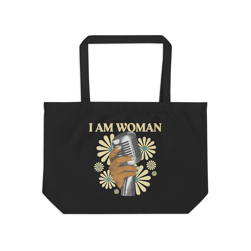 I Am Woman Tote Bag - Stylish Black Canvas Shoulder Bag for Women | Perfect for Work, Shopping & Travel | Feminist Empowerment Gift