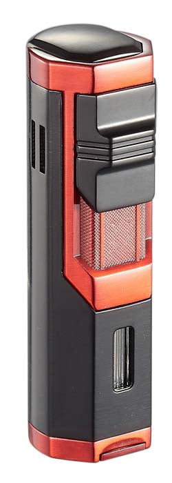 Visol Andes Triple Torch Cigar Lighter - Windproof Jet Flame Butane Lighter (Red & Black) - Perfect for Cigars, Cigarettes & Outdoor Use