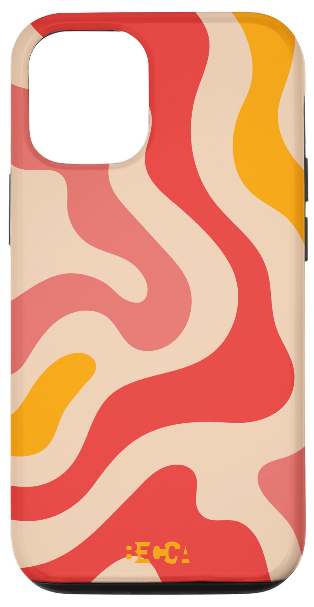 Retro Liquid Swirl iPhone 12/12 Pro Case - Groovy Abstract Wave Design in Vibrant Red | Protective Cover for Everyday Use, Travel & Style Statement