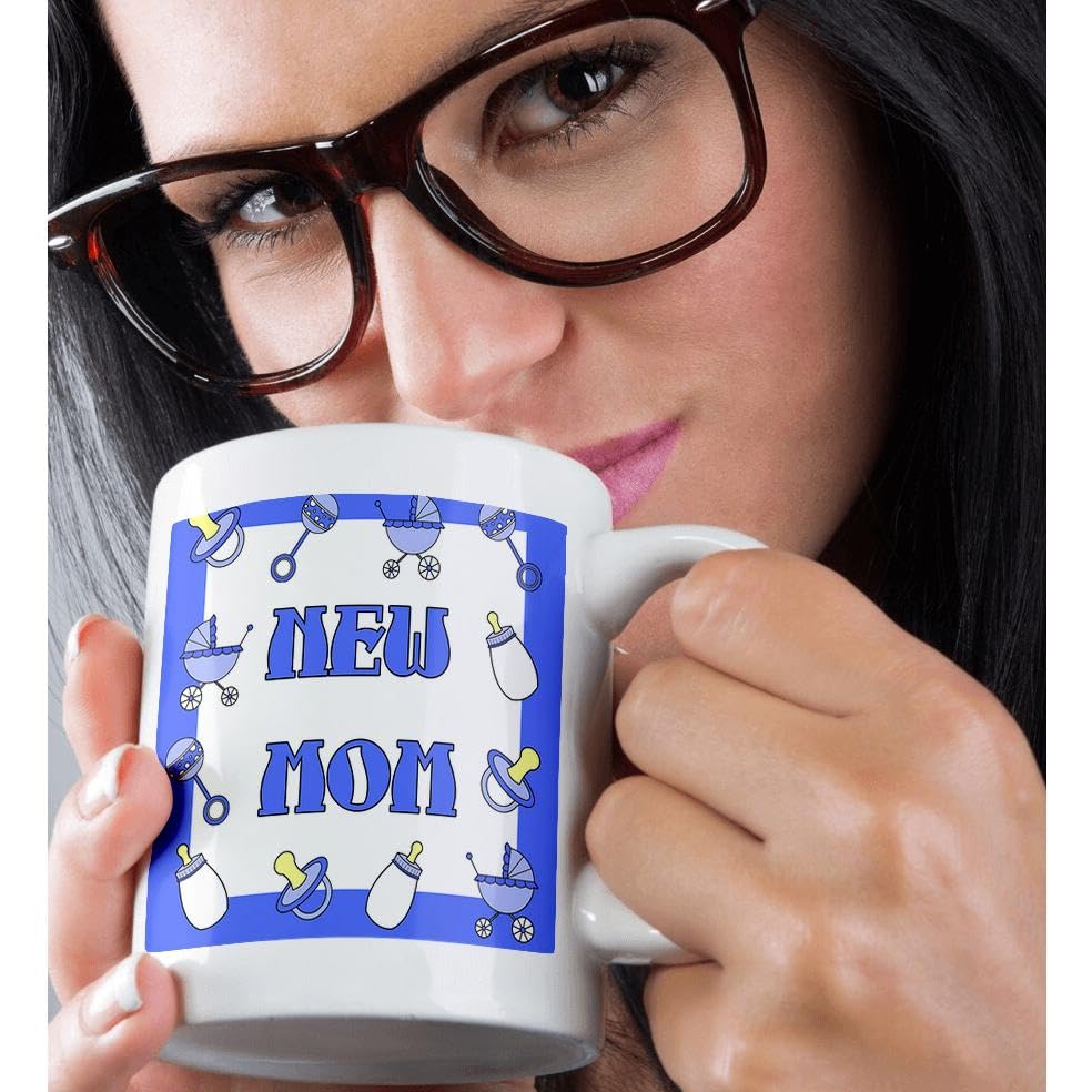 3D Rose New Mom Gifts - Blue Baby Boy Coffee Mug 11 oz, Ceramic Cup for Hot & Cold Drinks - Perfect for Mother's Day, Baby Shower & Nursery Decor