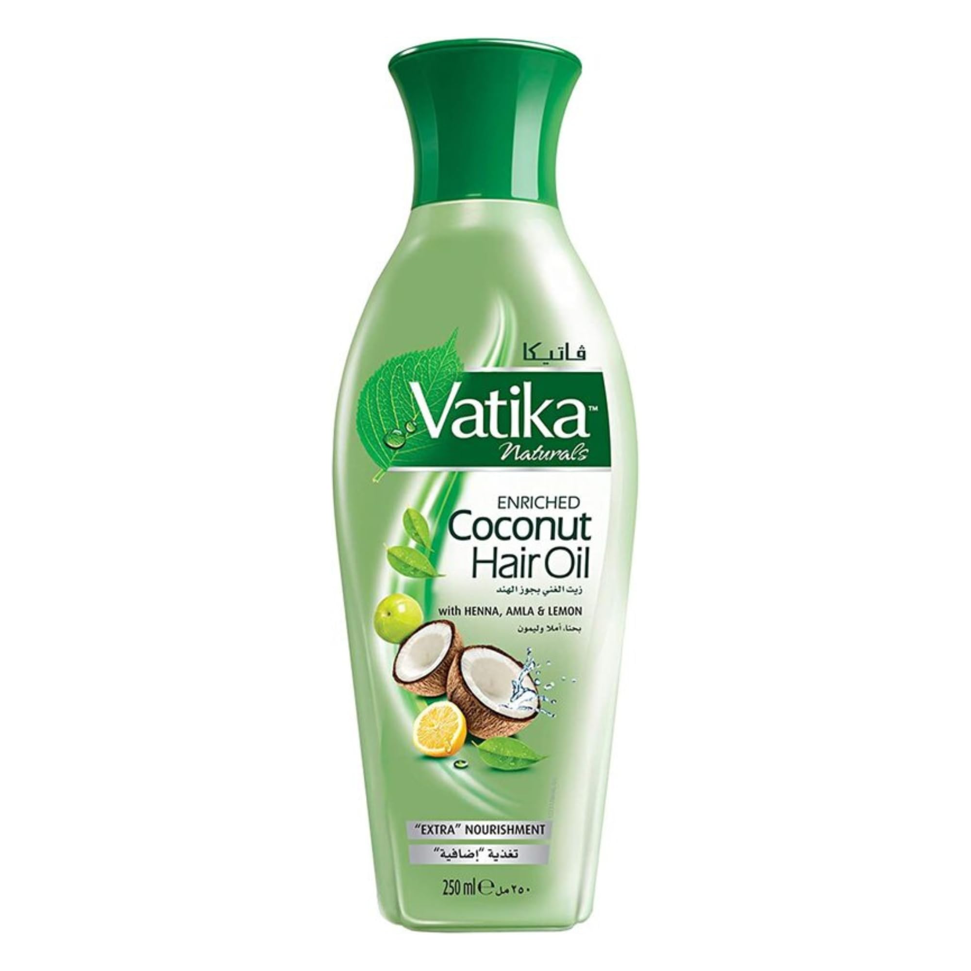 Dabur Vatika Naturals Coconut Hair Oil with Henna, Amla, Lemon & 5 Herbs - Nourishing & Strengthening Treatment for Healthy, Shiny Hair - Kids, Women & Adults - 10.14 Fl Oz - Perfect for Daily Hair Care, Scalp Massage & Split Ends Repair