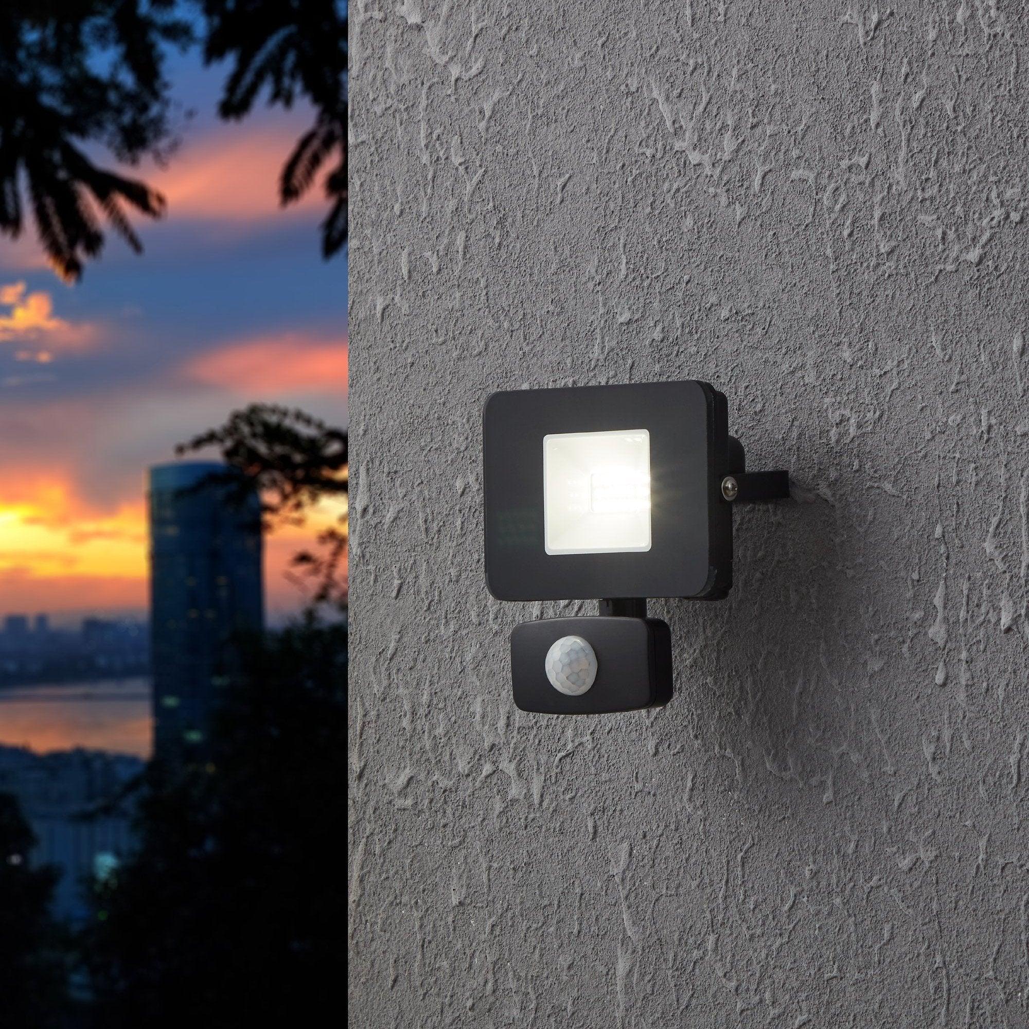 Eglo Faedo 3 IP44 Waterproof Outdoor LED Black PIR Motion Sensor Flood Light 10W - Perfect for Garden, Patio, and Driveway Security Lighting
