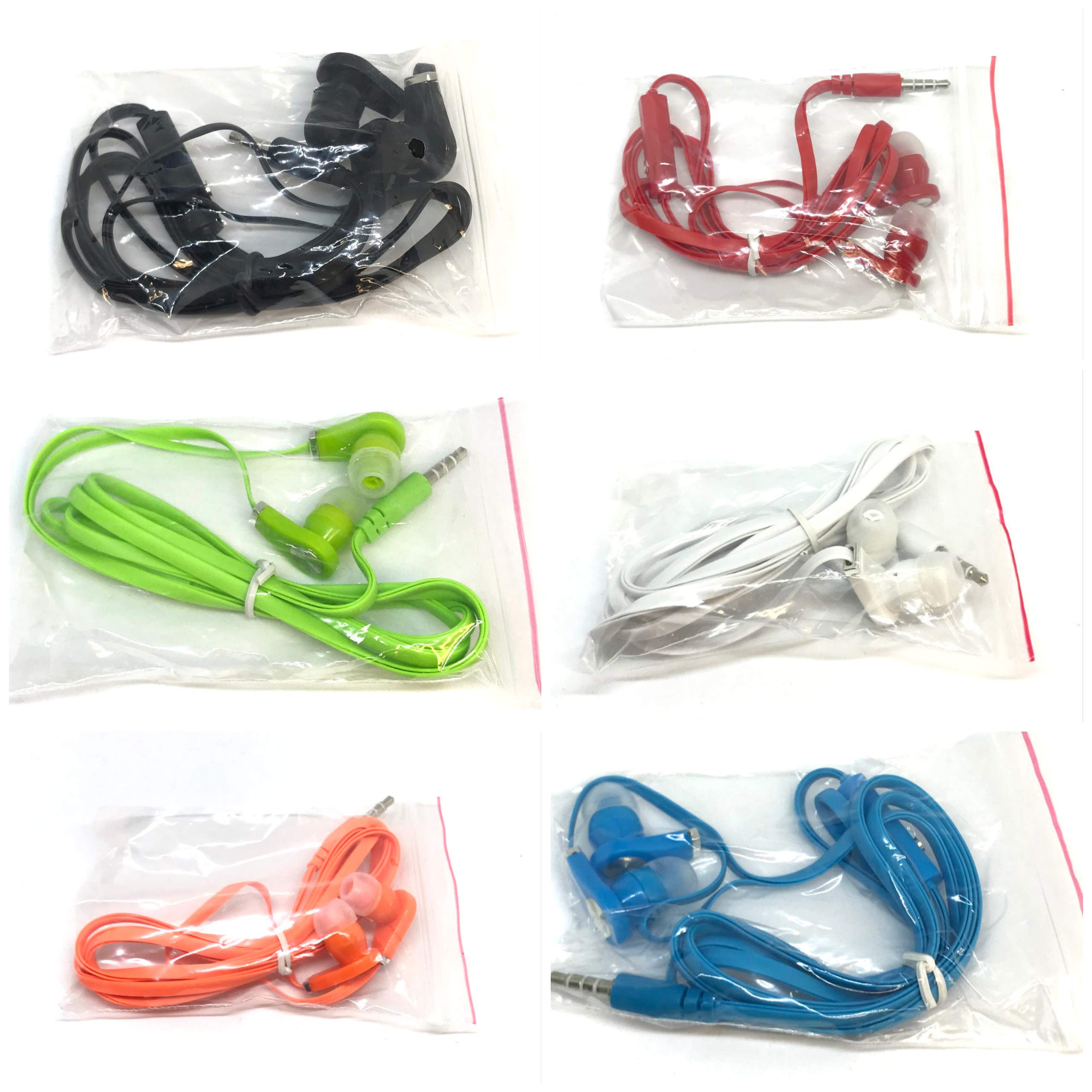 TFD Supplies 200 Pack Bulk Earbuds with Microphone - 3.5mm Wired Headphones for iPhone, Android, MP3 Players (Mixed Colors) - Perfect for School, Gym, Travel & Office Use