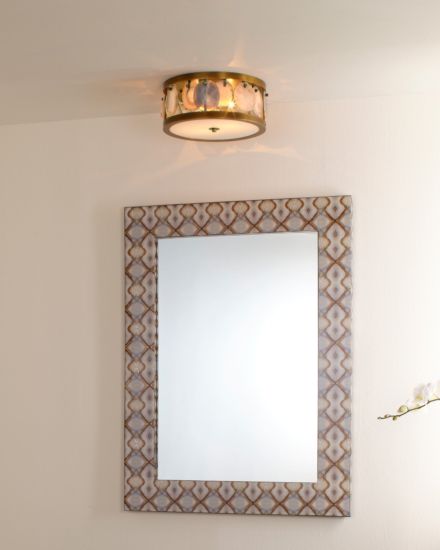 Upsala Agate Flush Mount Ceiling Light - Small Modern Crystal Chandelier for Bedroom, Living Room, Hallway & Dining Room Lighting