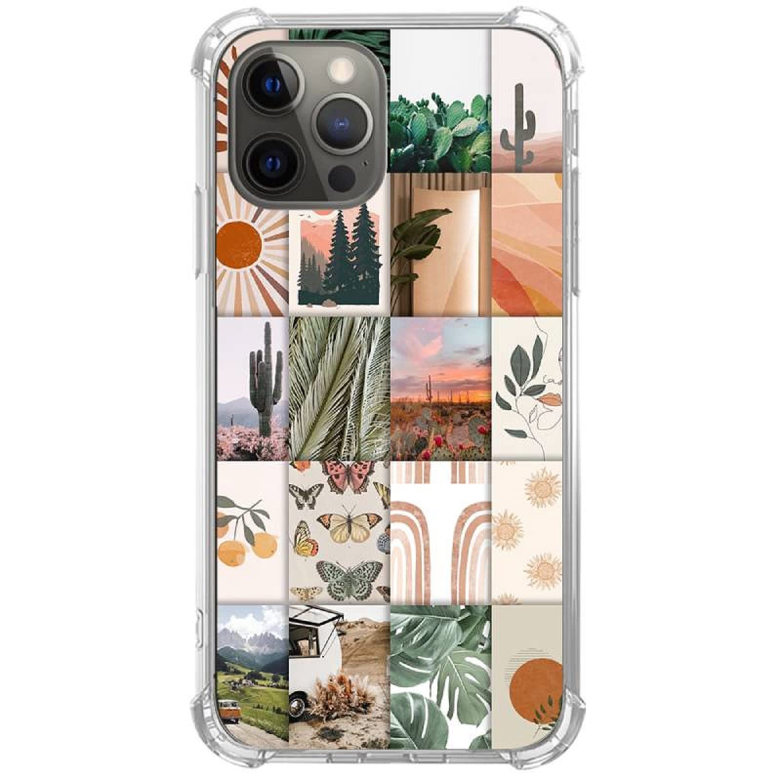 Jaexzpoe Earth & Boho Wall Collage iPhone 13 Pro Max Case - Slim Shockproof TPU Bumper Protective Cover with Stylish Design | Perfect for Travel, Outdoor Adventures & Everyday Use