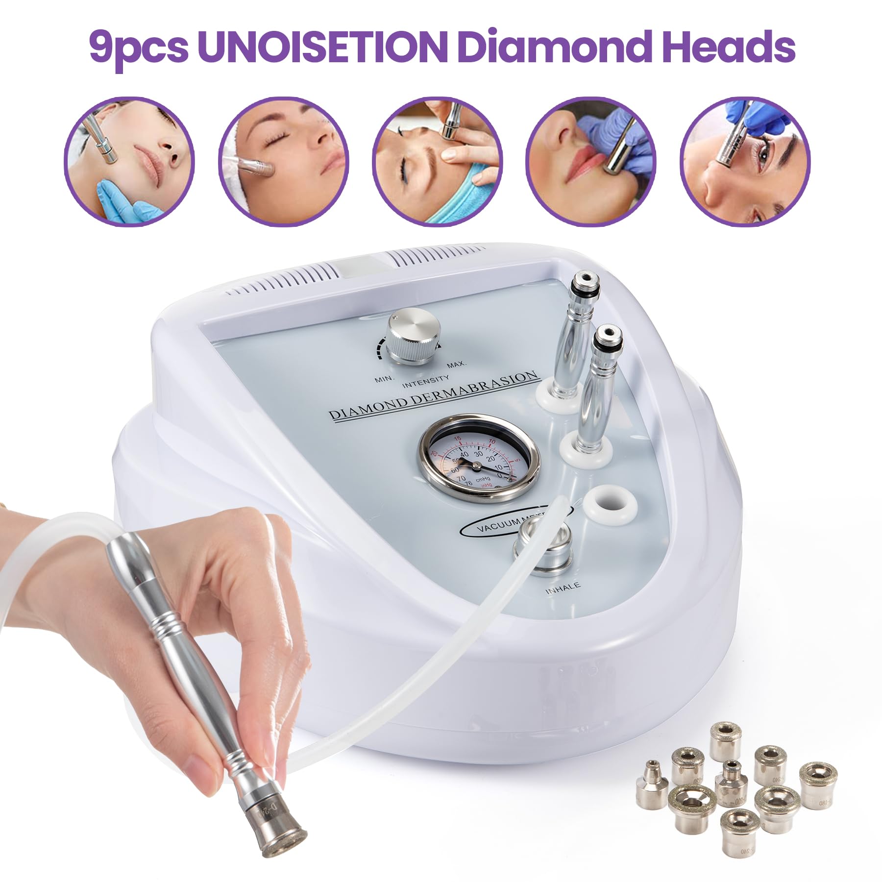 Professional Microdermabrasion Machine Kit with Diamond Tips Wands - At-Home Facial Exfoliation for Smooth, Glowing Skin | Perfect for Anti-Aging, Acne Treatment & Skin Rejuvenation