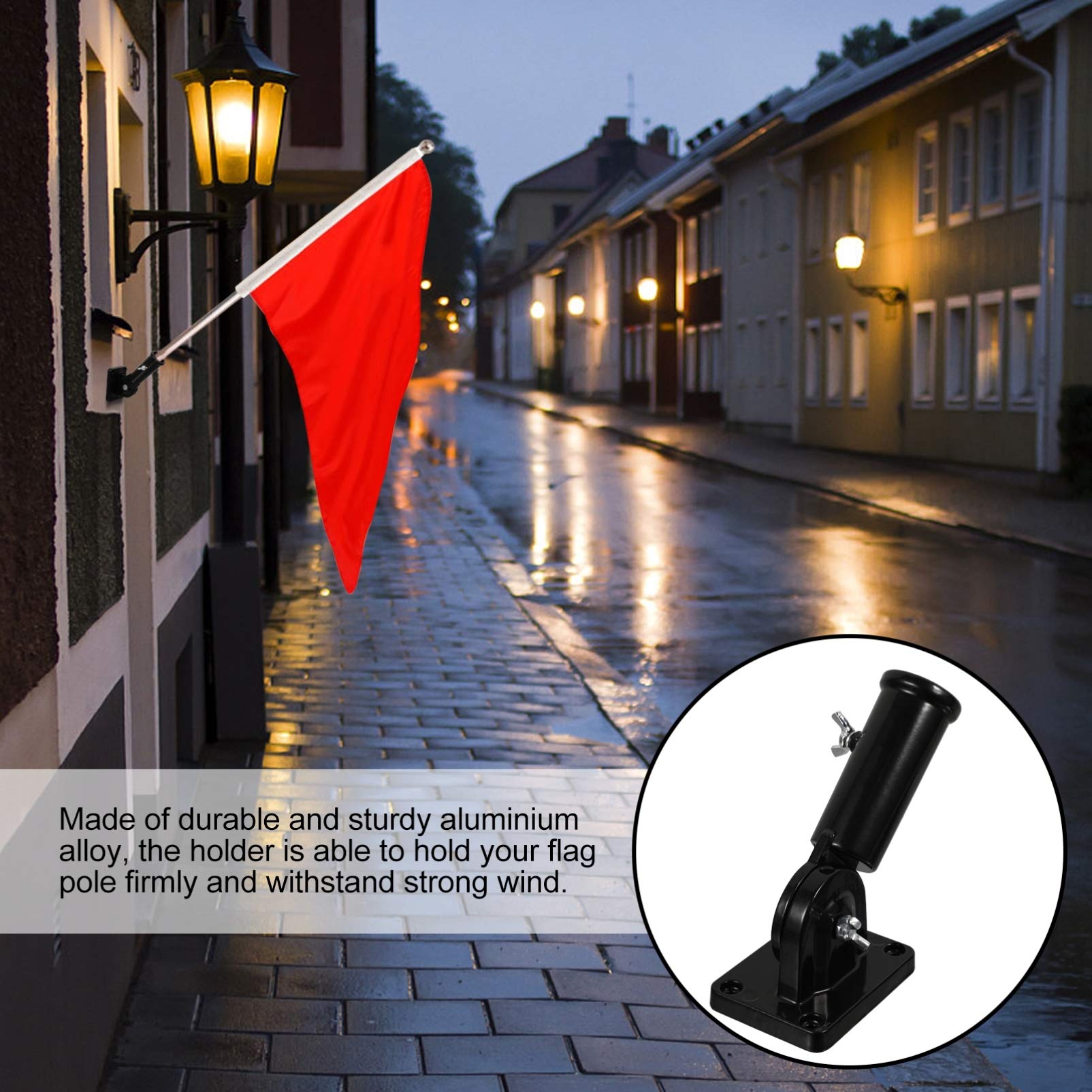 DOITOOL Heavy Duty Aluminum Flag Pole Holder - Adjustable Metal Bracket for 45 & 90 Degree Display - Indoor/Outdoor Use with Hardware Included - Perfect for Home, Garden, Patio, and Commercial Flag Displays