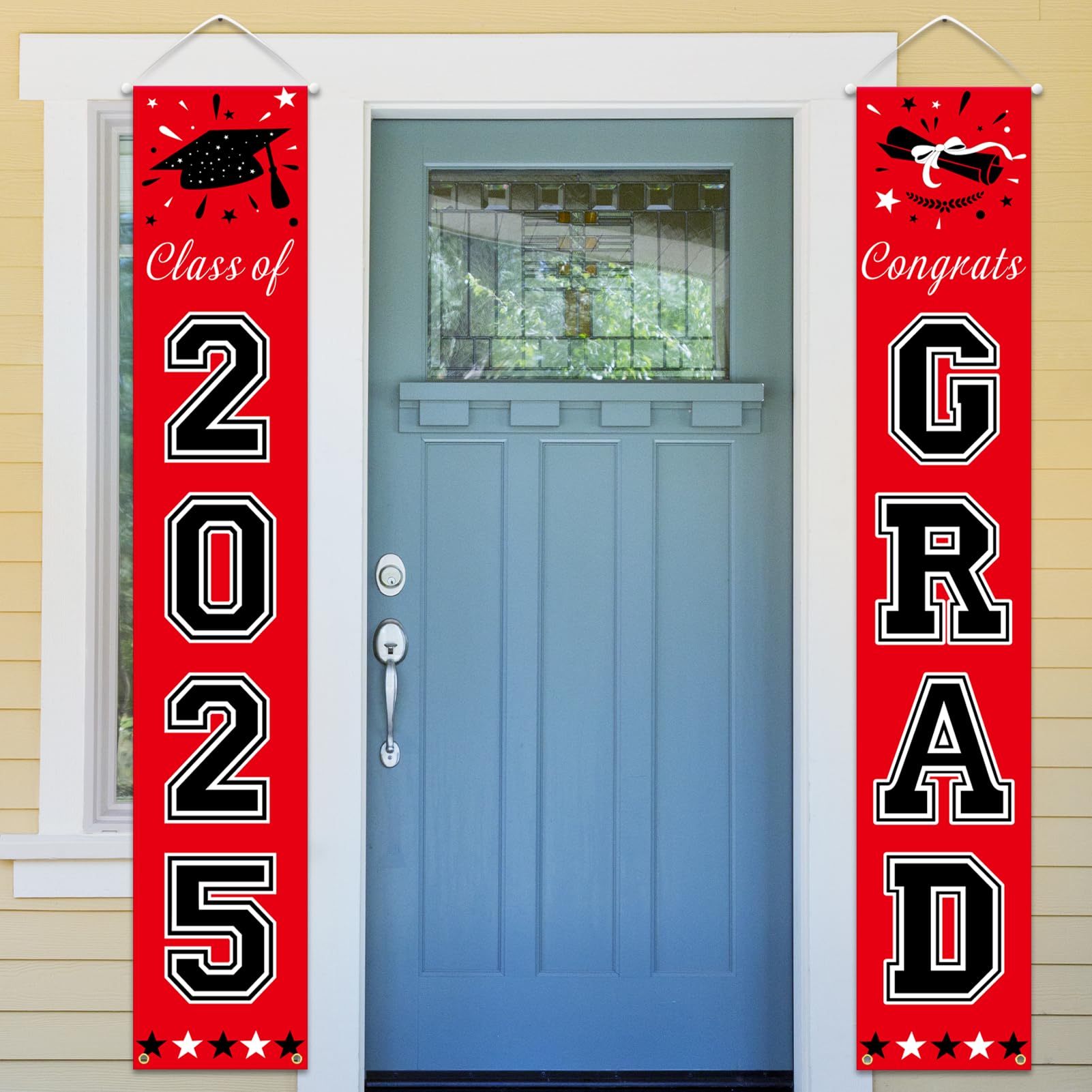 2025 Graduation Party Decorations - Red & Black Graduation Banners, Signs & Supplies for High School, College, University Celebrations - Perfect for Graduation Ceremony Decor, Photo Backdrops & Party Favors