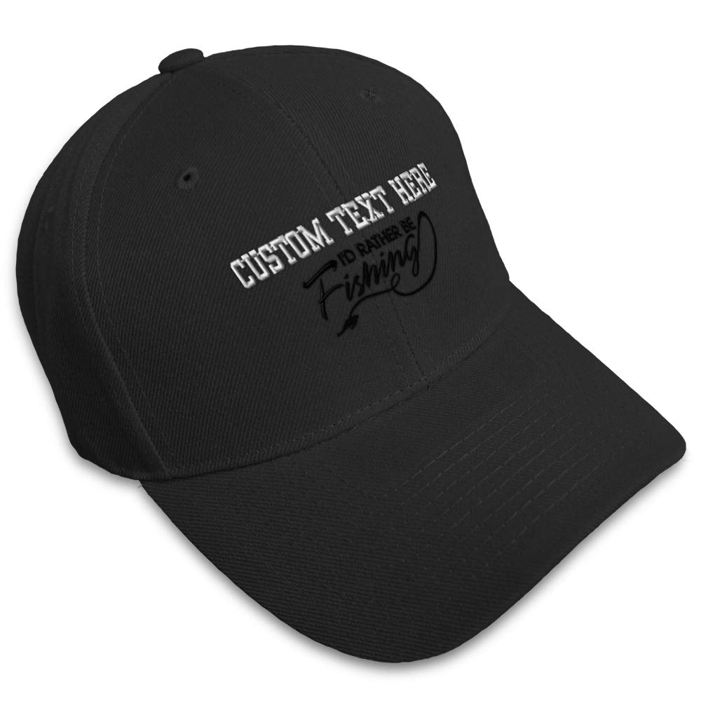 Speedy Pros Baseball Cap - I'd Rather Be Fishing Black Embroidered Hat for Men & Women | Outdoor Fishing, Hiking & Casual Wear