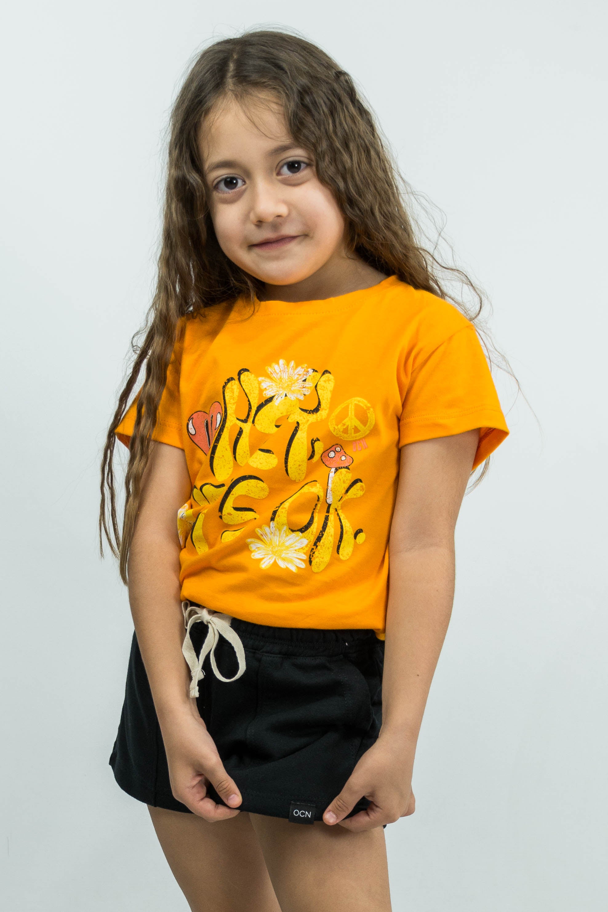 OCN Kids Alice Flame Orange 215 T-Shirt - Soft Cotton Comfortable Short Sleeve Tee for Boys & Girls - Perfect for School, Playdates & Summer Outfits