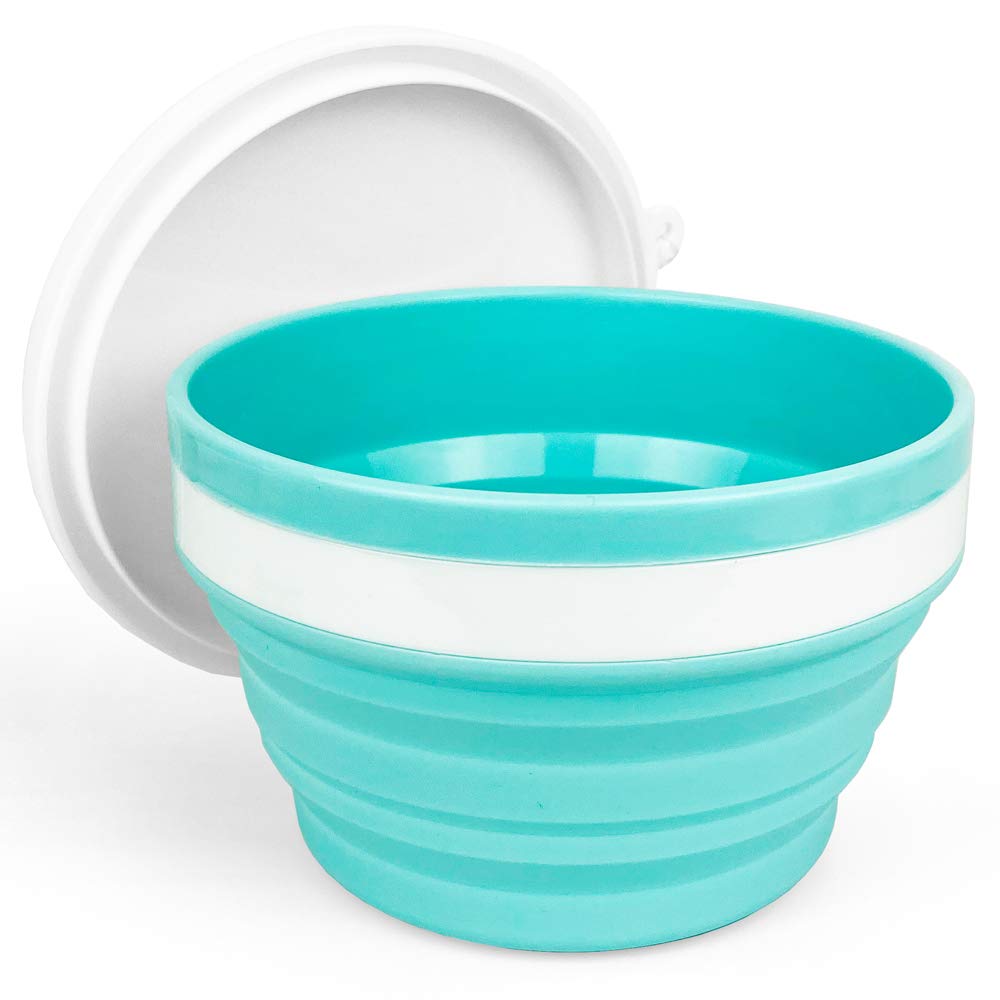 CARTINTS 950ml Collapsible Silicone Bowls - Reusable Food Storage Containers with Lids - BPA-Free Meal Prep Bowls for Kitchen, Travel & Camping - Space Saving Collapsible Design (Blue) - Perfect for Picnics, Office Lunch & Outdoor Adventures