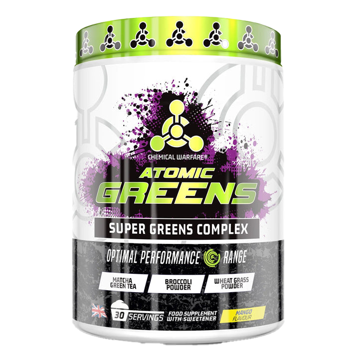 Chemical Warfare Atomic Greens 450g Mango Superfood Powder - Boost Energy & Immunity for Gym, Workout & Daily Wellness | Vegan & Gluten-Free Supplement