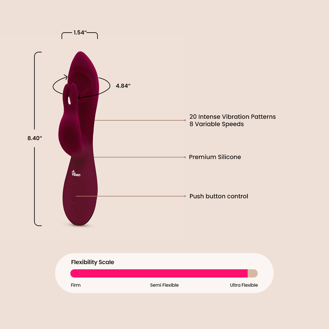 Viben Pzazz Rechargeable Rabbit Vibrator - Powerful Thumping & Dual Stimulation for Women | Perfect for Solo Play & Couples Intimacy