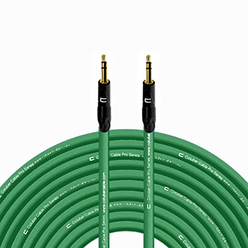 COLUBER CABLE 150ft Green 3.5mm TRS Male to TS Male Audio Cable - Professional 3-Pin Microphone Connector for Powered Speakers, Audio Interfaces & Mixers - Perfect for Live Performances, Studio Recording & DJ Setups