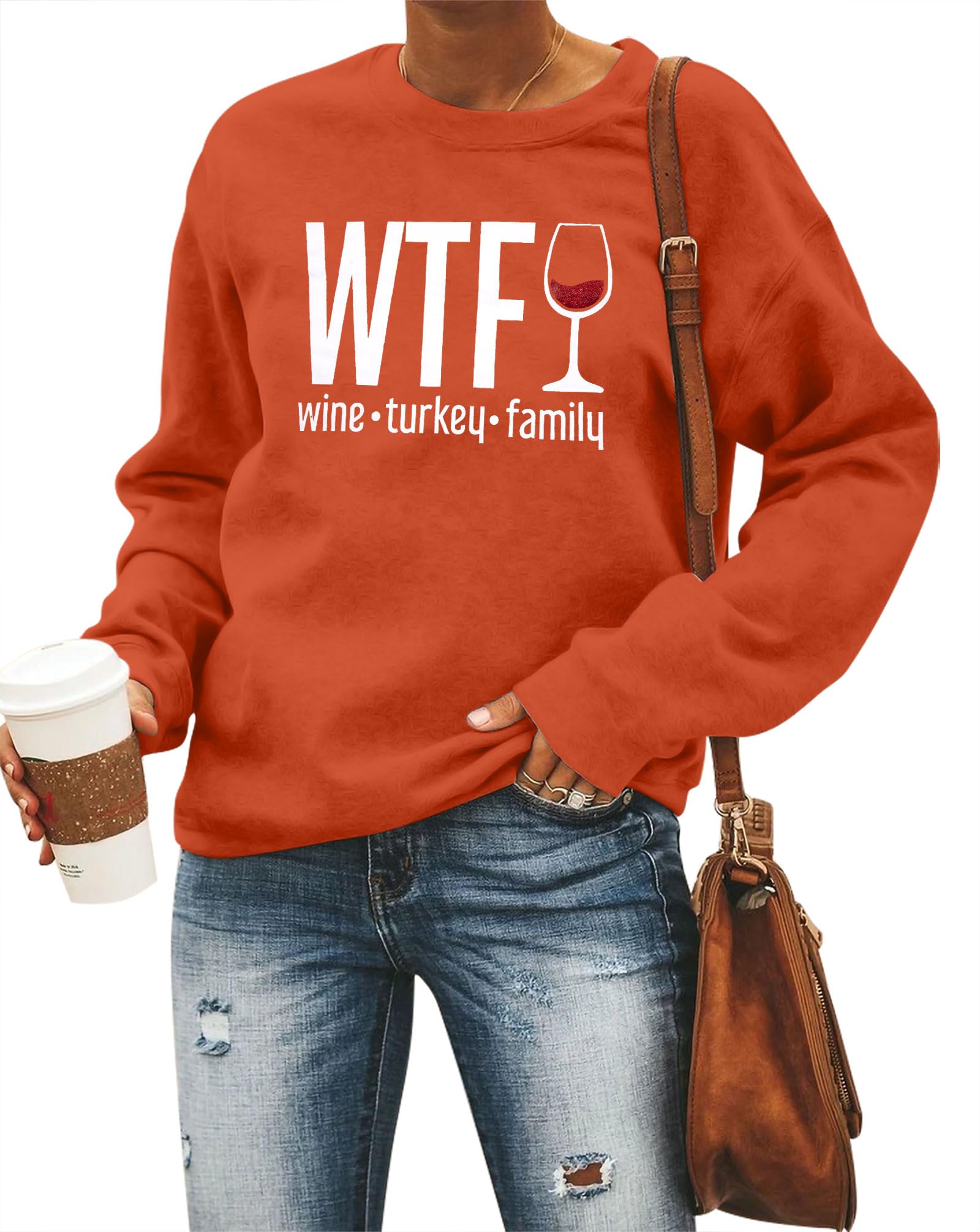 UNIQUEONE Thanksgiving Turkey Women's Sweatshirt - Funny WTF Turkey Family Sweater, Fall Crewneck Pullover for Women | Perfect for Thanksgiving Gatherings, Family Photos & Autumn Outfits