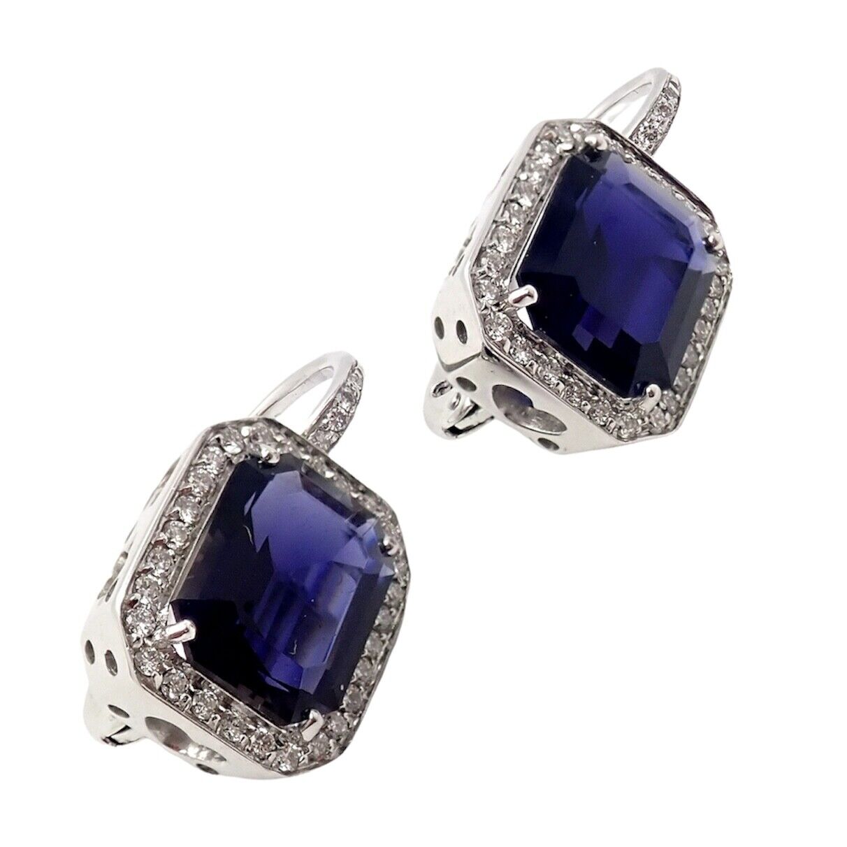 Authentic Pasquale Bruni 18k White Gold Iolite Diamond Earrings for Women | Luxury Italian Jewelry | Perfect for Weddings, Anniversaries & Special Occasions
