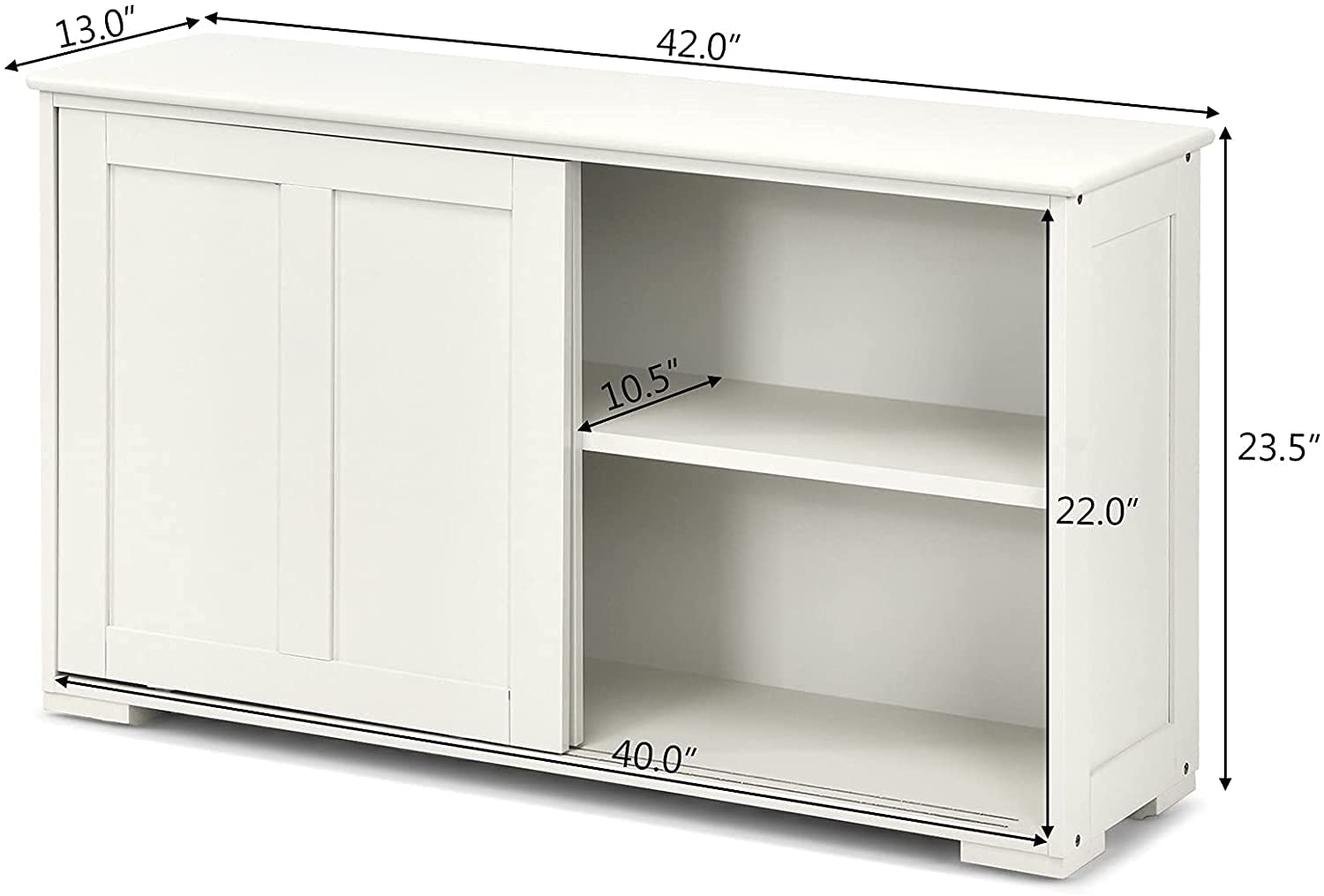 Salches Stackable Kitchen Storage Sideboard Buffet Cabinet with Adjustable Shelf & Smooth Sliding Doors - White Cupboard Organizer for Dining Room, Living Room, Entryway, Bathroom | Perfect for Home Organization & Space Saving