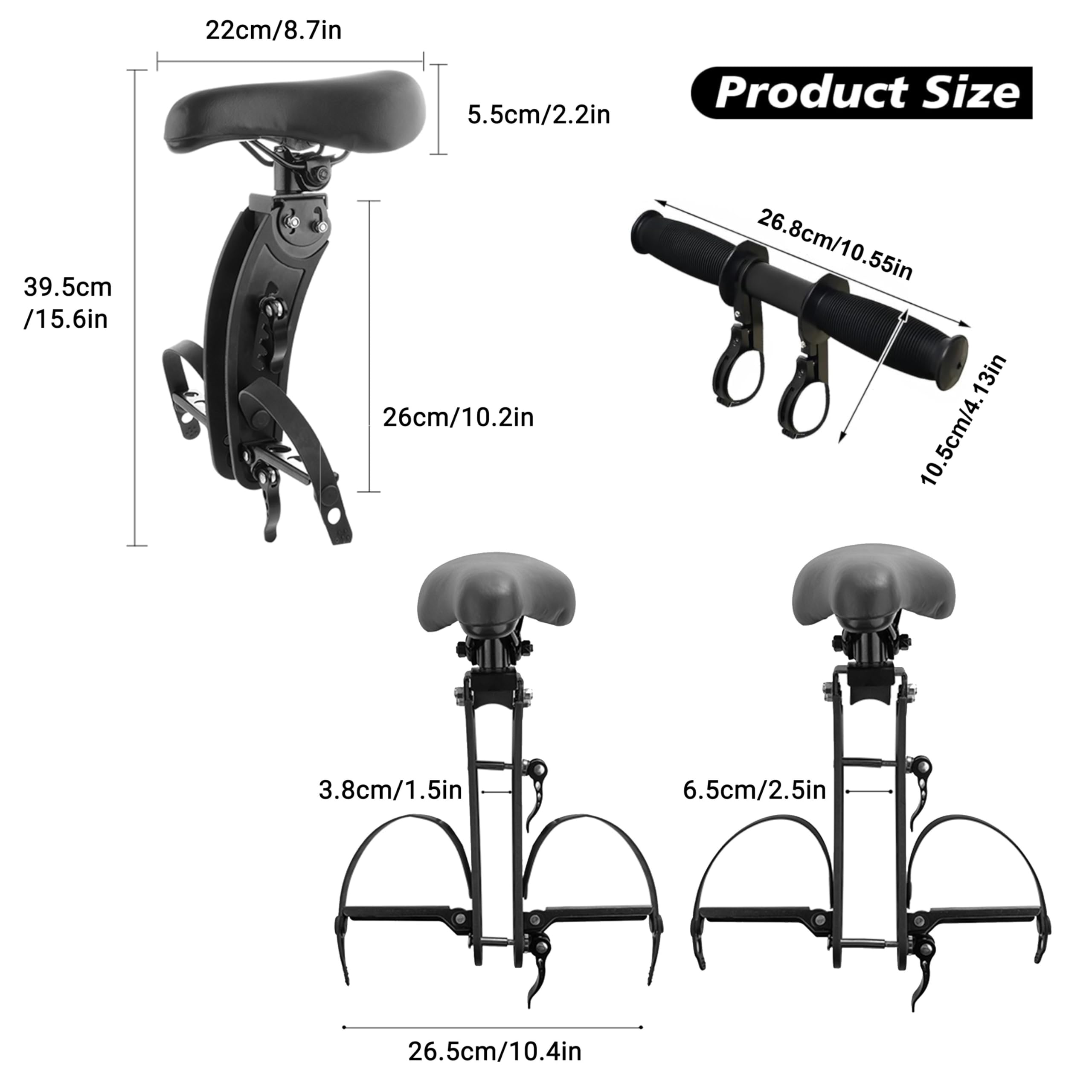 Himiway Front Mount Kids Bike Seat - Detachable Handlebar & Foot Pedals for Children 2-5 Years | Toddler Bicycle Seat Attachment for Adult & Mountain Bikes | Perfect for Family Rides & Commuting