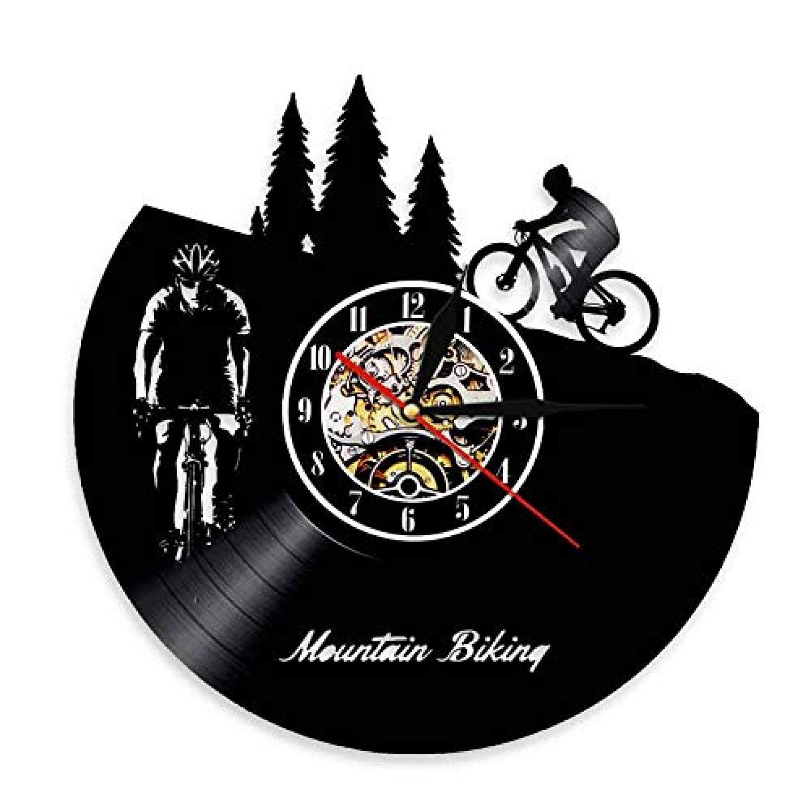 Vintage Mountain Bike Wall Clock - 12 Inch Vinyl Record Wall Art for Cycling Enthusiasts | Perfect for Home, Office & Bike Shop Decor