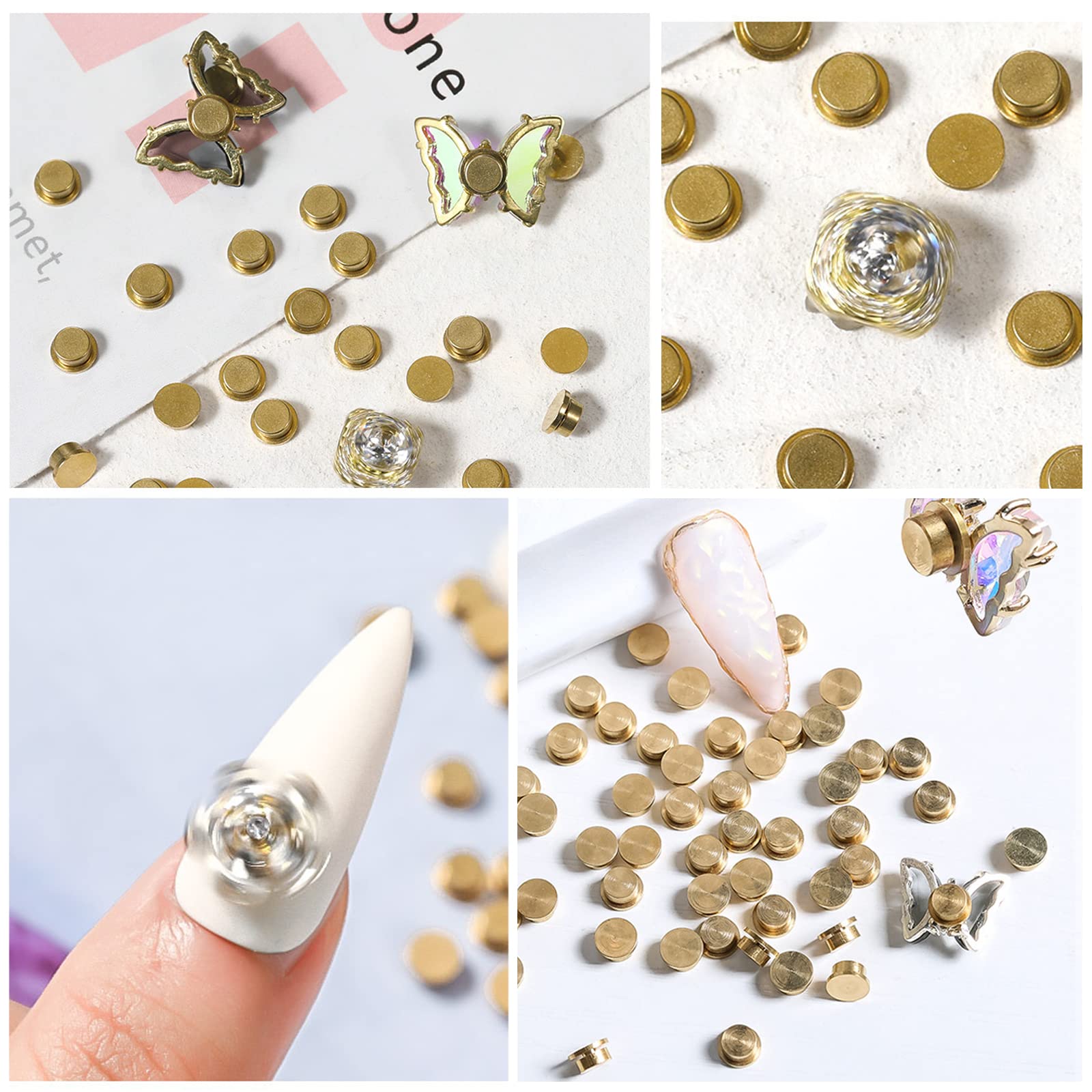 20Pcs 3D Spinning Nail Charms - Rotating Bearing Nail Rings for Nail Art Design, DIY Crafting & Jewelry Making | Perfect for Manicures, Parties & Gift Giving