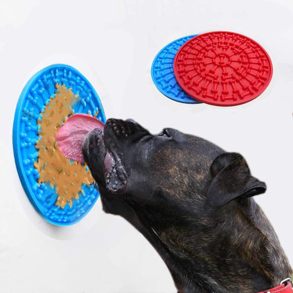Dog Licking Pad for Shower & Grooming - 2 Pack Slow Feeder Peanut Butter Mat, Wall-Mounted Pet Bath Accessory for Dog Training & Anxiety Relief - Perfect for Bath Time, Grooming Sessions & Stress Relief