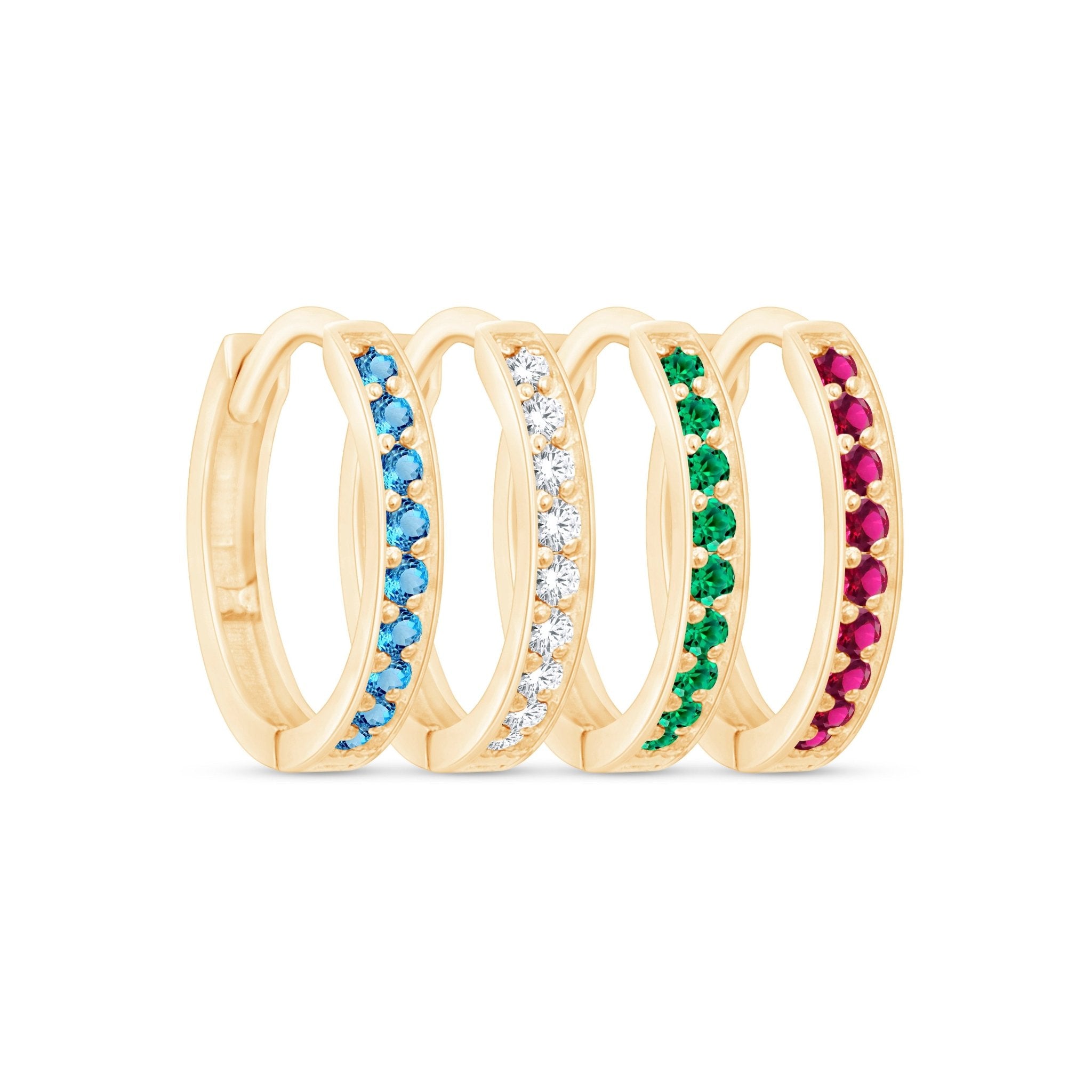 14K Yellow Gold London Blue Topaz Cartilage Hoop Earrings - Elegant Dainty Helix Earrings for Women, Perfect for Everyday Wear & Special Occasions