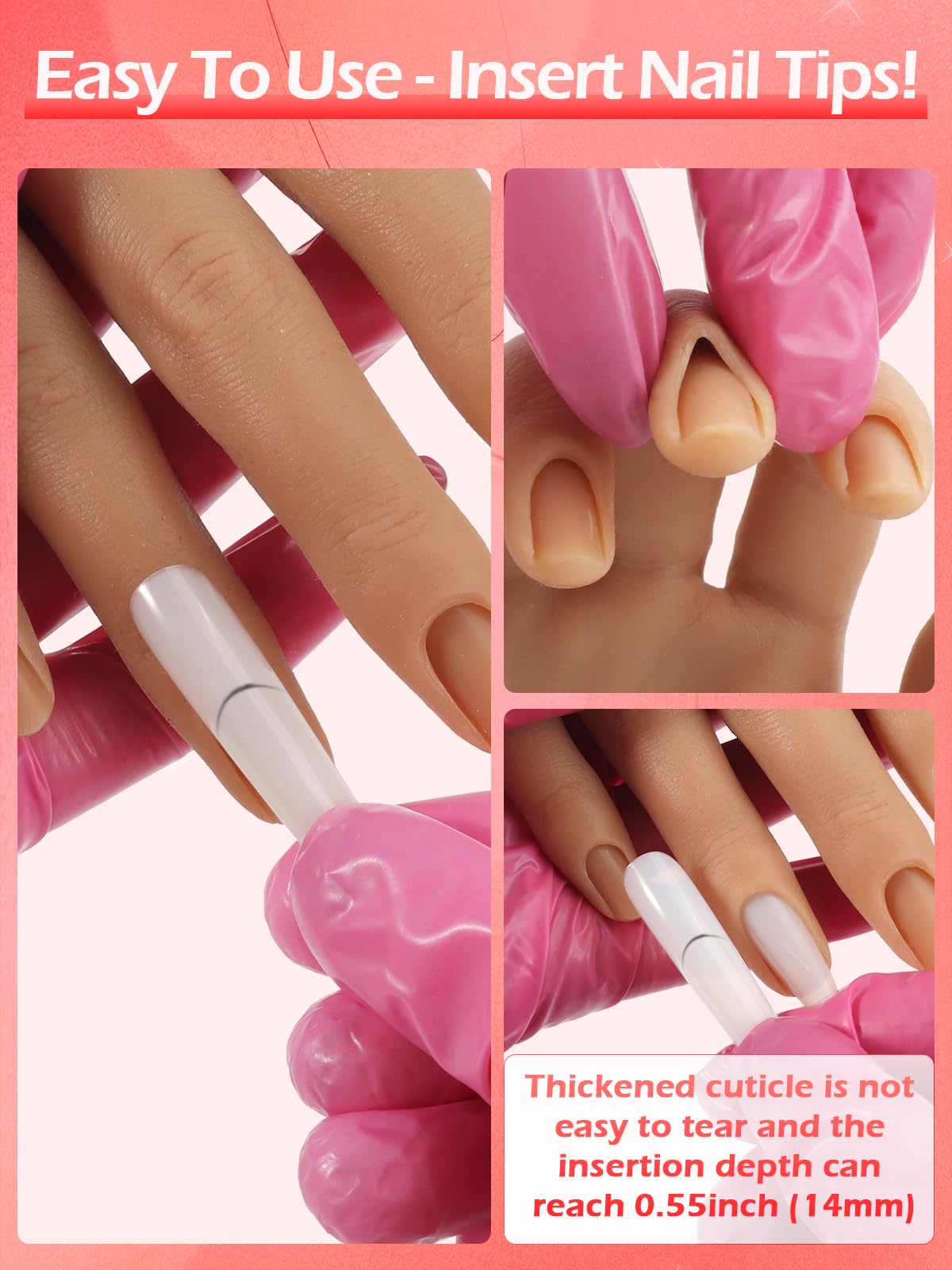 Professional Acrylic Nail Practice Hand - Soft Silicone Mannequin Hand with Stand for Nail Art Training | Realistic Flexible Fake Hand for Beginners & Professionals | Perfect for Salon Practice, Home Learning & Nail Technician Certification Prep (Right Hand)