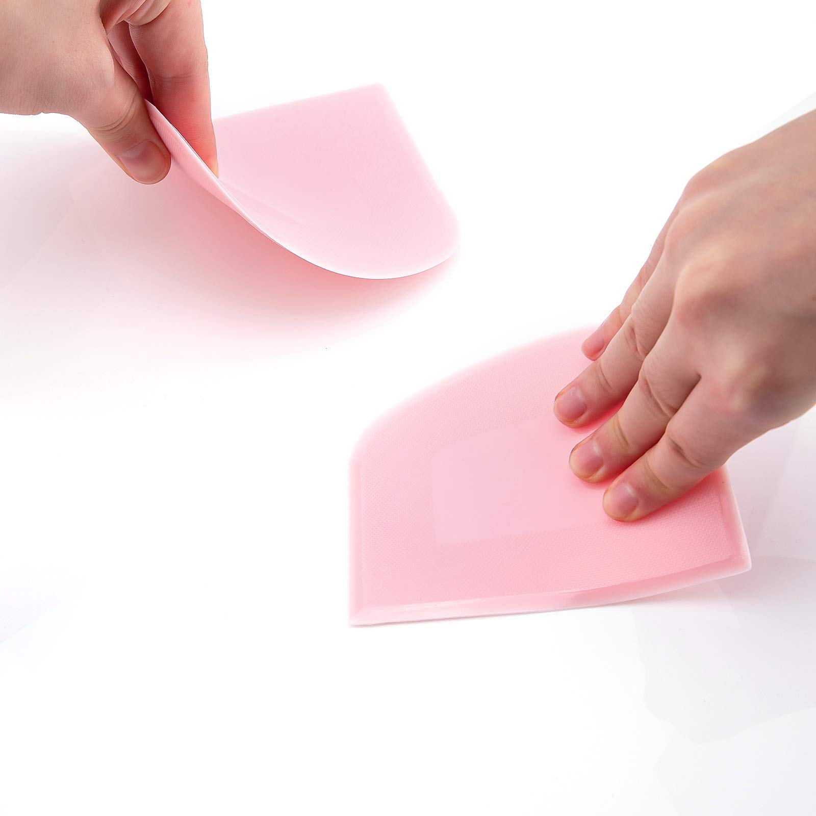 LUTER 2-Piece Plastic Dough Scraper Set - 12 x 9.5 cm Pastry Horn for Baking, Cooking, Pancakes & Pie Making (Pink & White) - Perfect for Home Bakers & Professional Chefs
