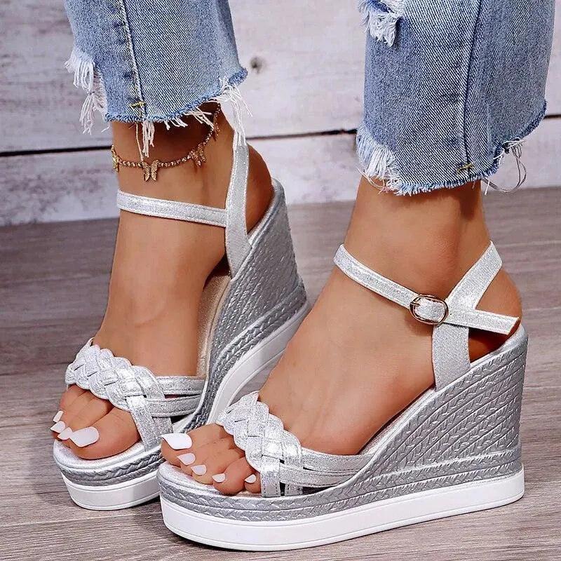 Women's Summer Peep Toe Wedge Sandals - Comfortable High Heel Shoes for Beach, Party & Casual Wear | Breathable & Stylish Fashion Footwear