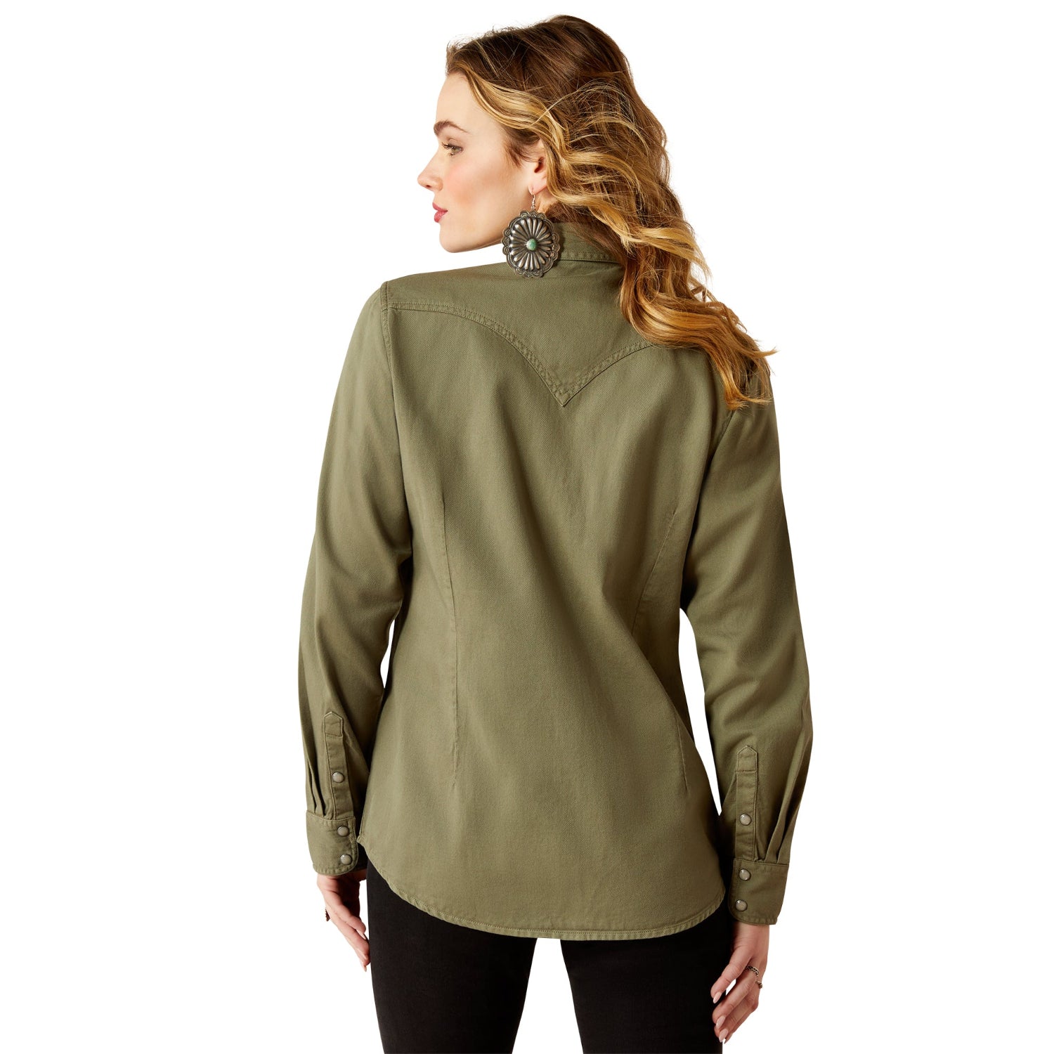 Ariat Women's Jurlington Snap Shirt - Western Style Button Down Top in Sea Spray for Cowgirl Fashion & Ranch Work