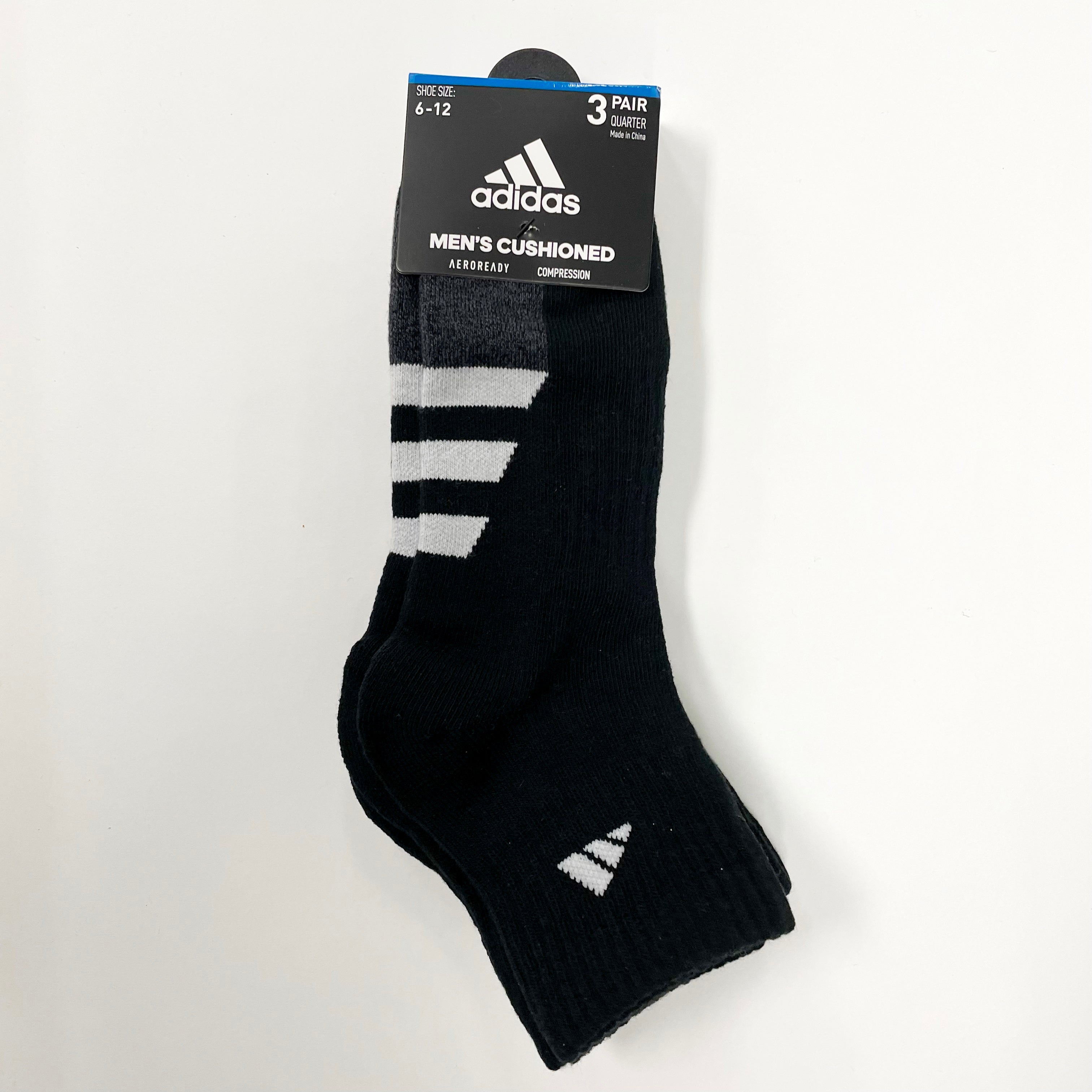 Adidas Men's Cushioned Quarter-Cut Athletic Socks - 3 Pairs Pack for Running, Gym & Everyday Comfort