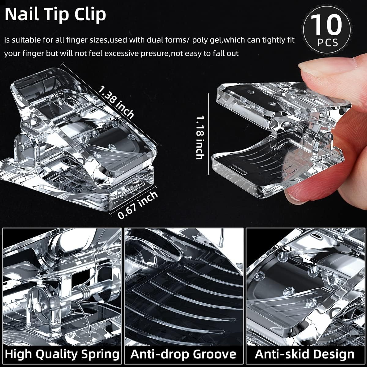 NAILWIND Polygel Nail Clips for Nail Extensions - 10-Piece Quick Building Nail Tips Clips for False Nails, Dual Forms & Manicure Tools - Perfect for DIY Nail Art & Salon Professionals