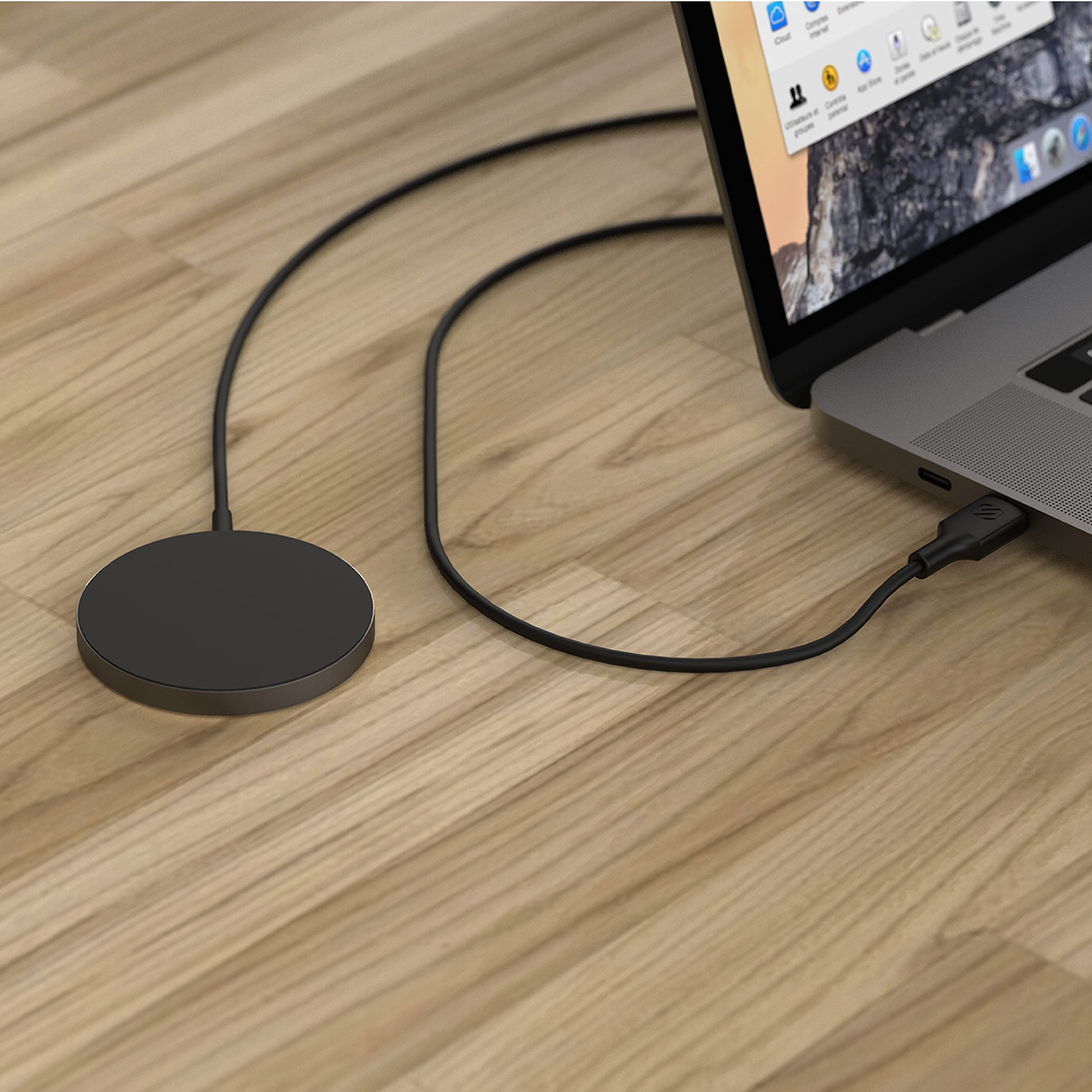 Scosche MSQP Magnetic Wireless Phone Charger - MagSafe Compatible Fast Charging Pad for iPhone 12/13/14, AirPods & Wireless Earbuds - Black | Perfect for Home, Office & Car Use