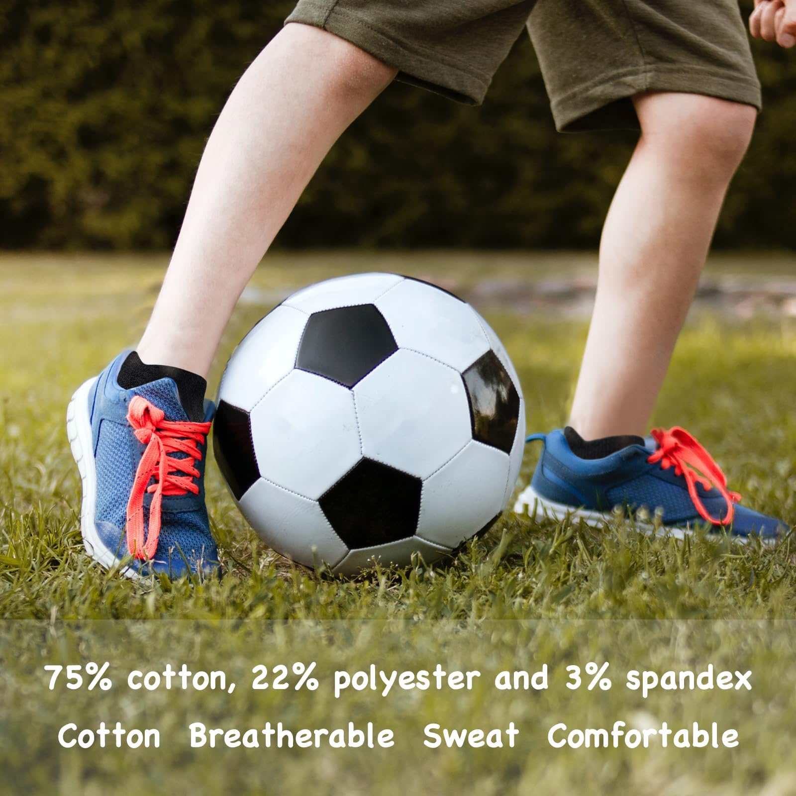 **Breathable Cushioned Kids Athletic Socks - Low Cut Ankle Socks for Boys & Girls (4-10 Years) - 6 Pairs Pack - Perfect for Running, School & Play**