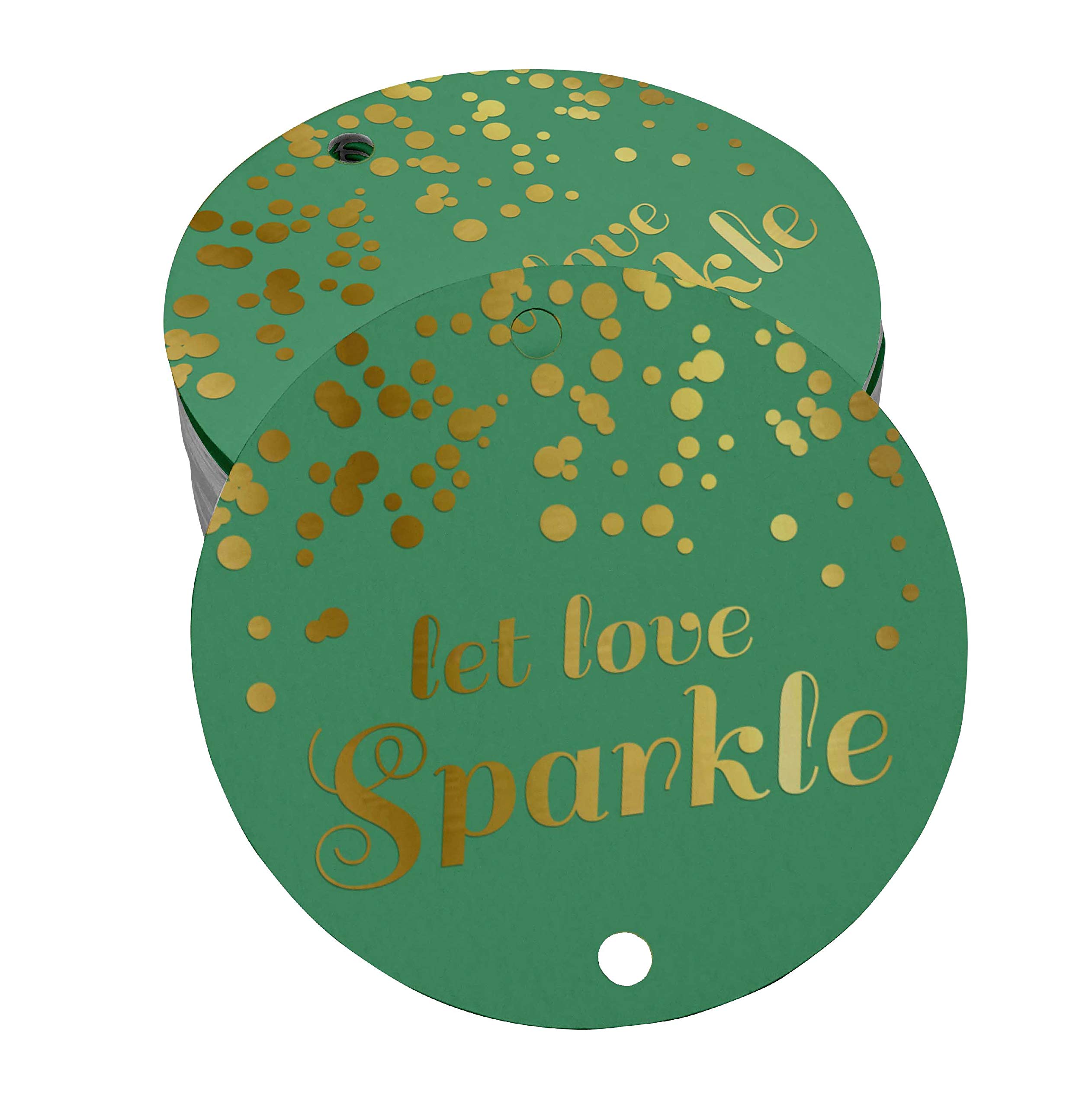 50 Pack Let Love Sparkle Wedding Favor Tags - Gold Foil Hanging Tags for DIY Crafts, Bridal Shower Decorations & Party Favors
